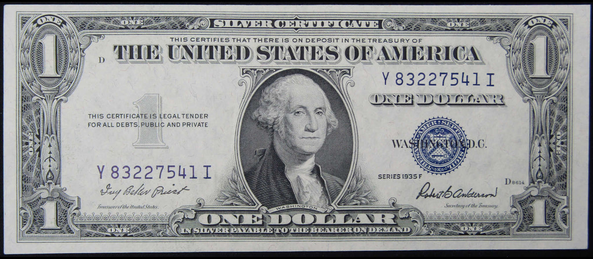 1935 F $1 Small Size Silver Certificate Note CCU Crisp Uncirculated