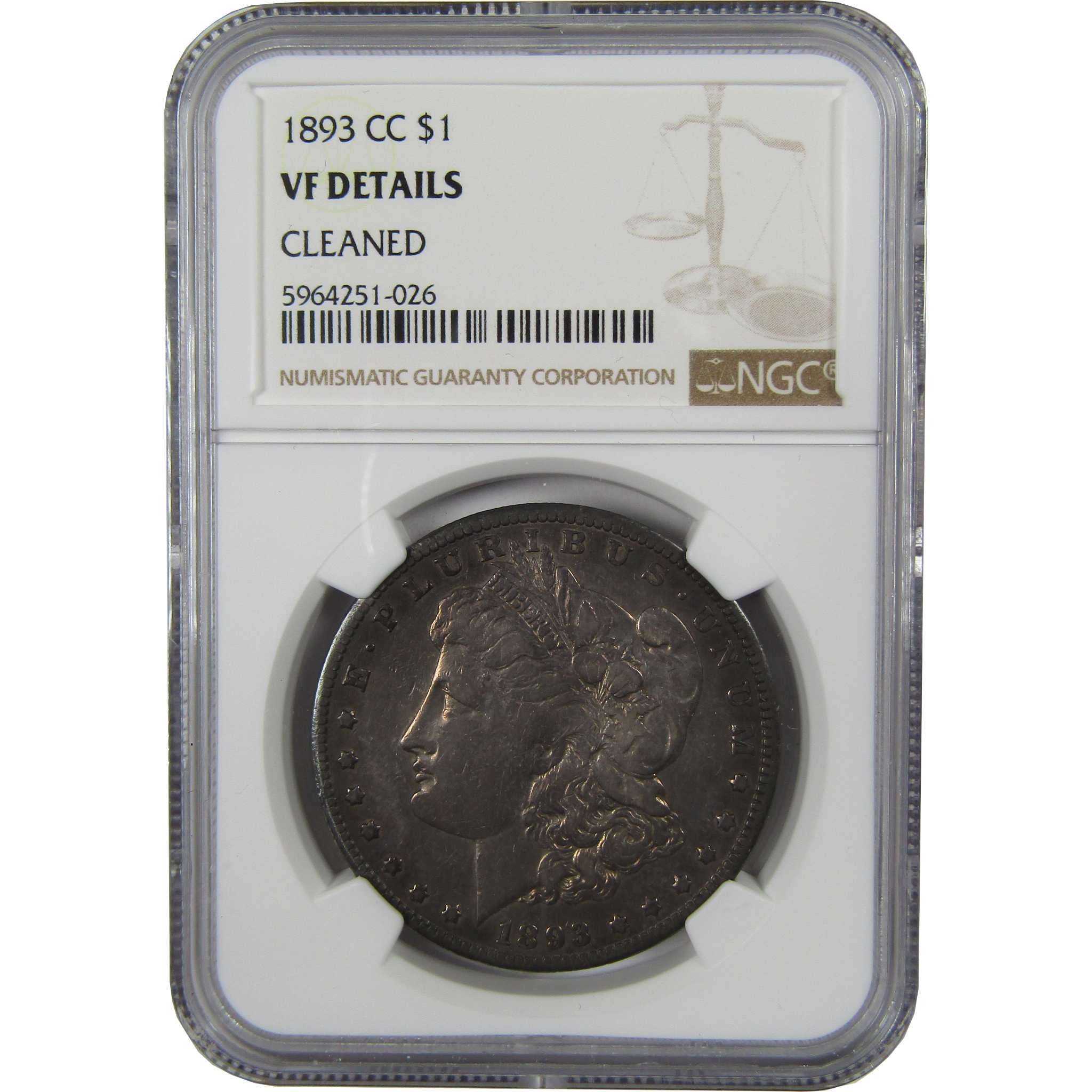 1893 CC Morgan Dollar VF Details NGC Silver $1 Coin SKU:I23709