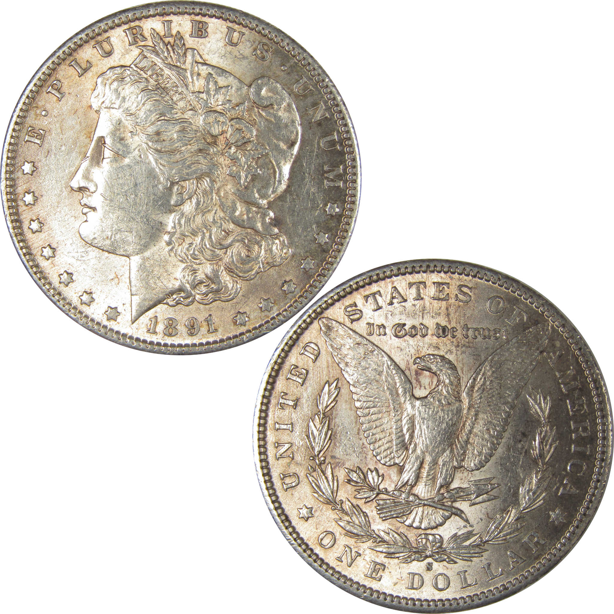 1891 S Morgan Dollar AU About Uncirculated Silver $1 Coin SKU:I22525 - Morgan coin - Morgan silver dollar - Morgan silver dollar for sale - Profile Coins & Collectibles