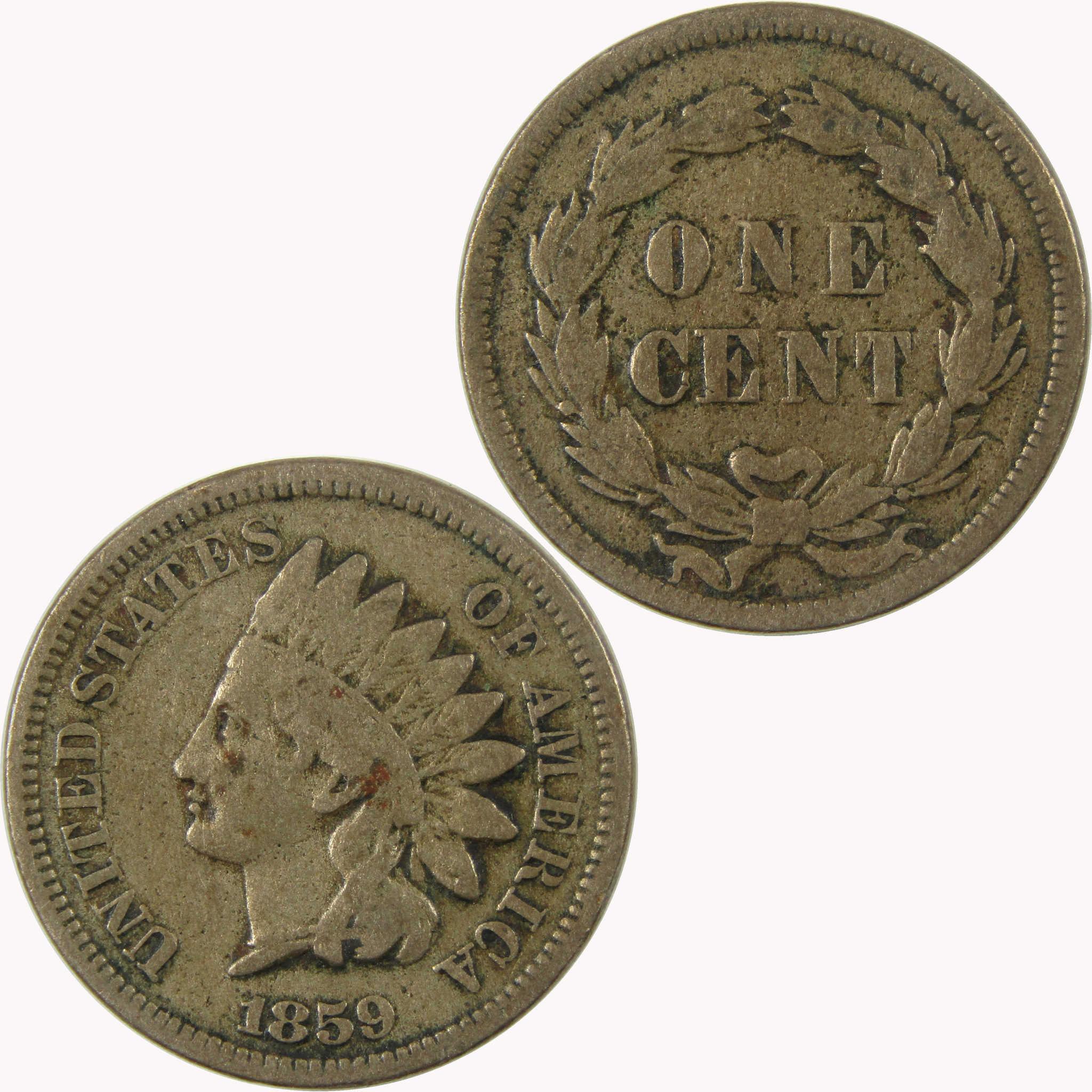 1859 Indian Head Cent G Good Penny 1c Coin SKU:CP1297