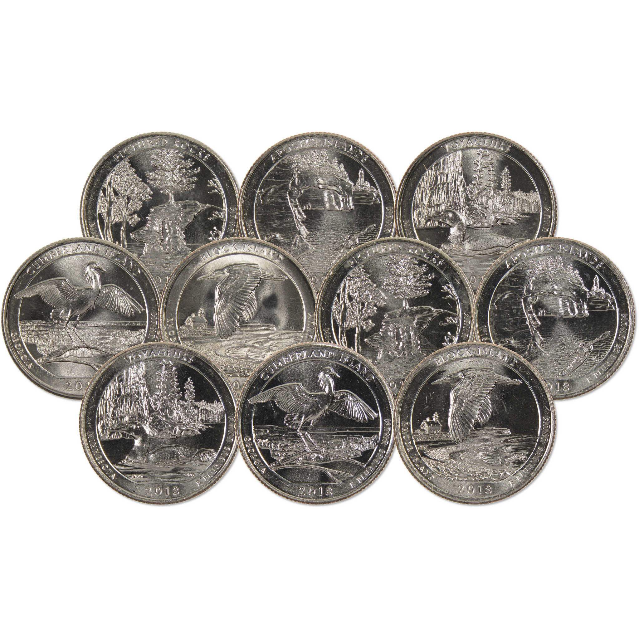 2018 P&D National Park Quarter 10 Coin Set Uncirculated