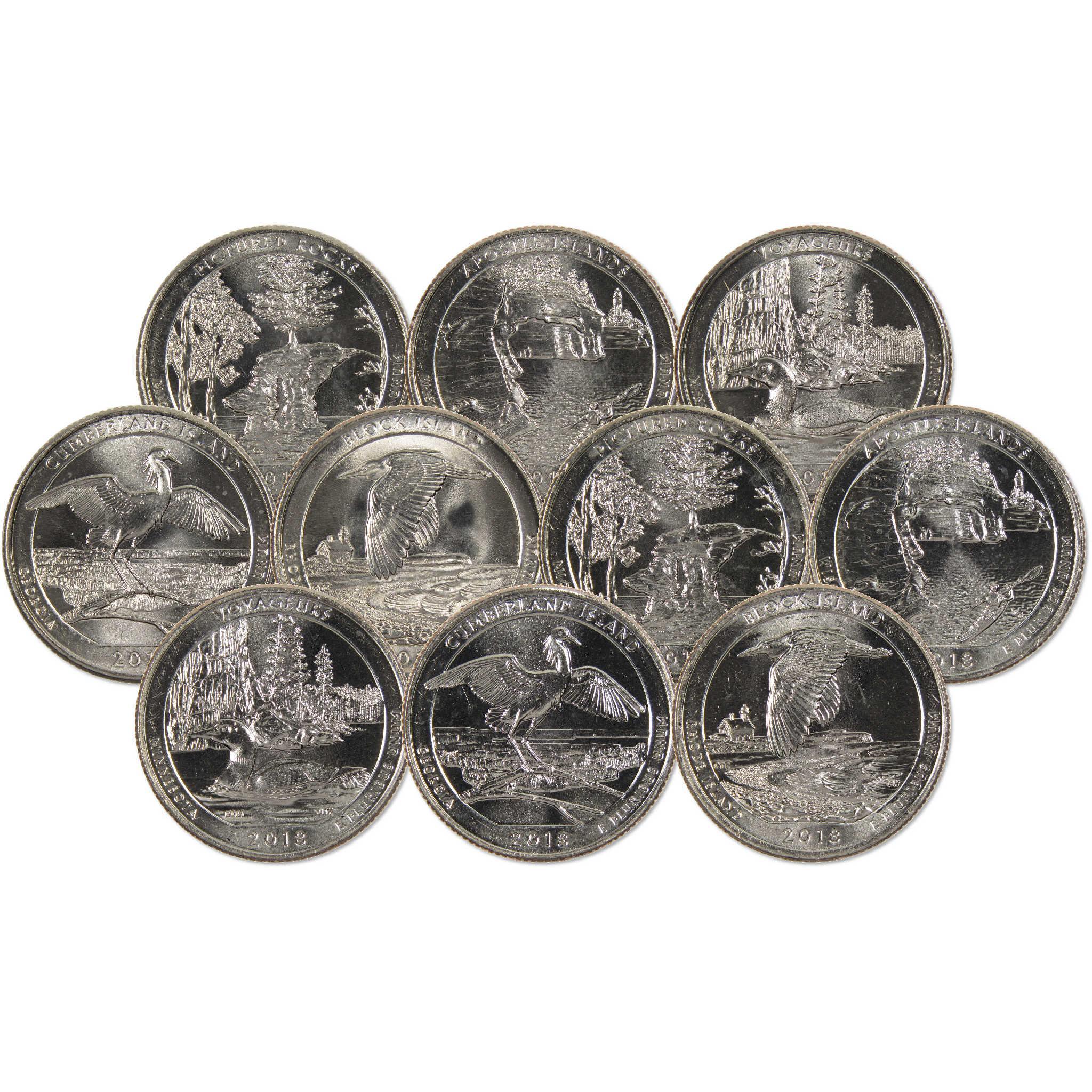 2018 P&D National Park Quarter 10 Coin Set Uncirculated