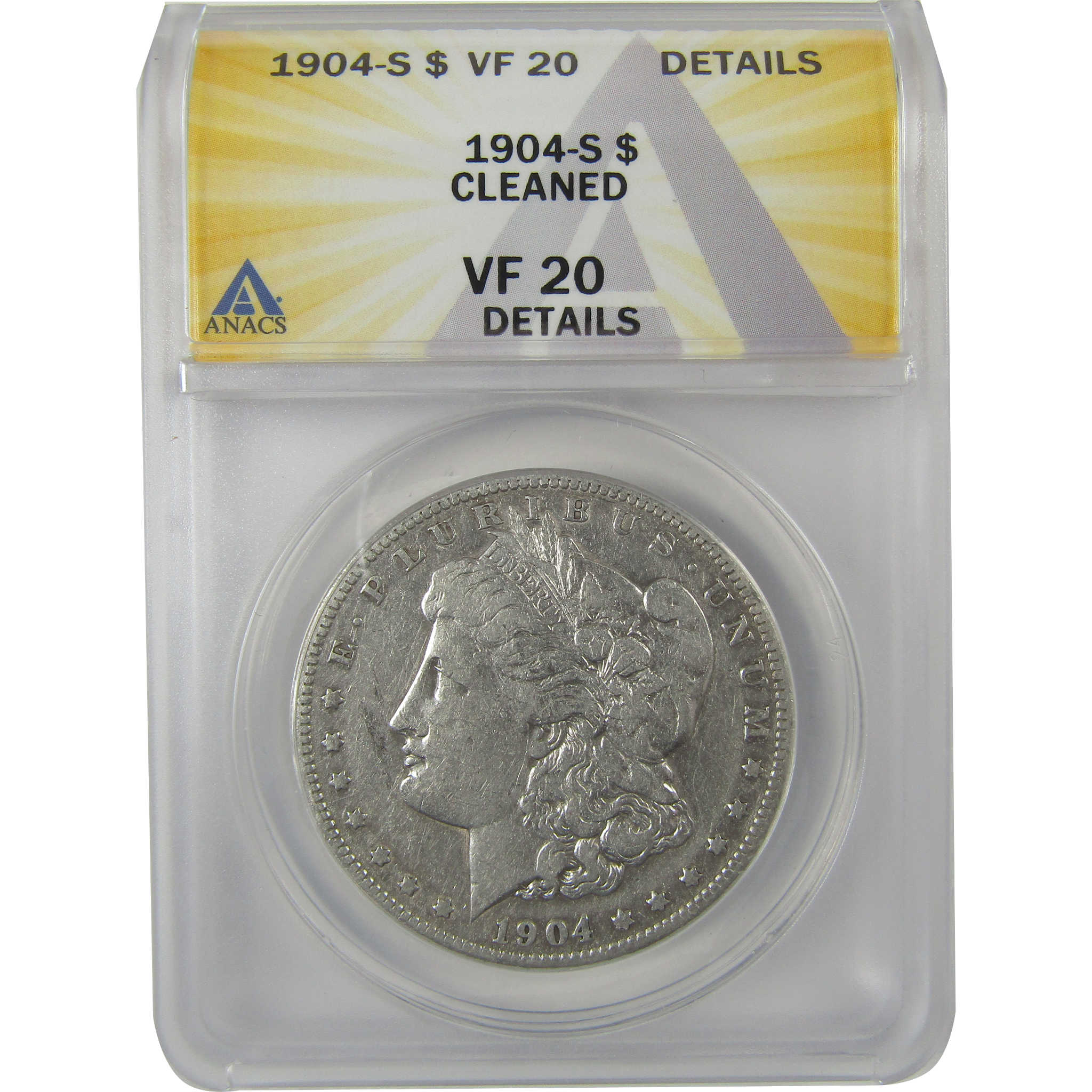 1904 S Morgan Dollar VF 20 Details ANACS Silver $1 Coin SKU:I21122 - Morgan coin - Morgan silver dollar - Morgan silver dollar for sale - Profile Coins & Collectibles