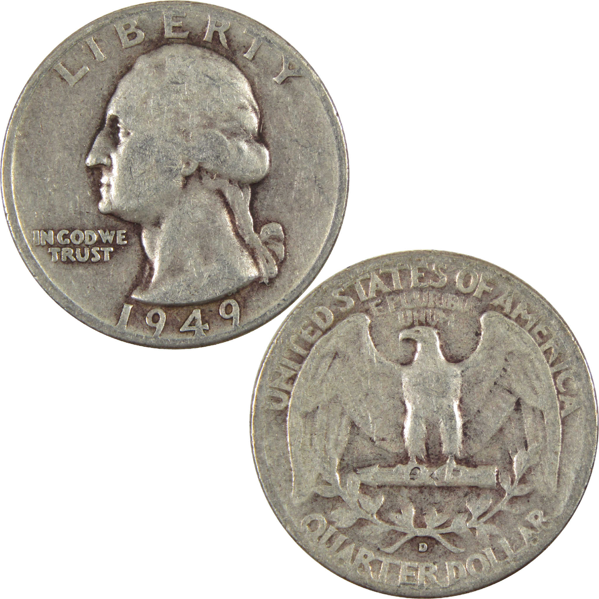 1949 D Washington Quarter G Good Silver 25c Coin