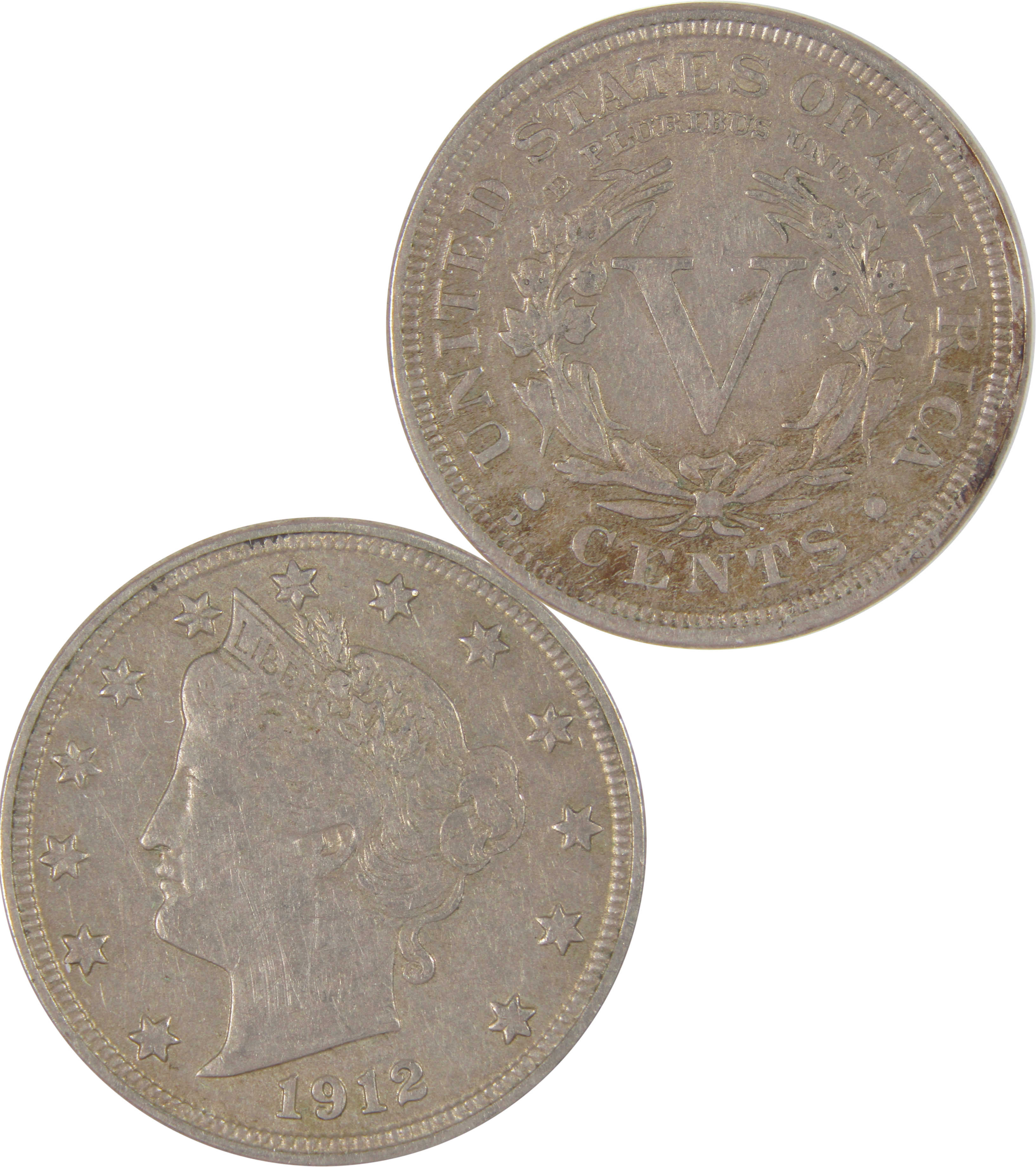 1912 D Liberty Head V Nickel XF EF Extremely Fine 5c Coin SKU:CPC9802