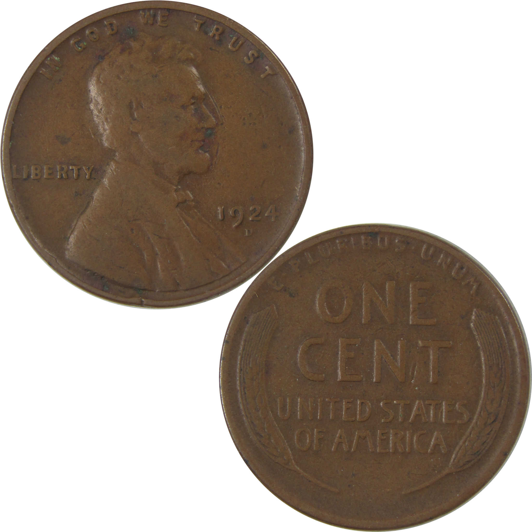 1924 D Lincoln Wheat Cent F Fine Penny 1c Coin Collectible SKU:I23867