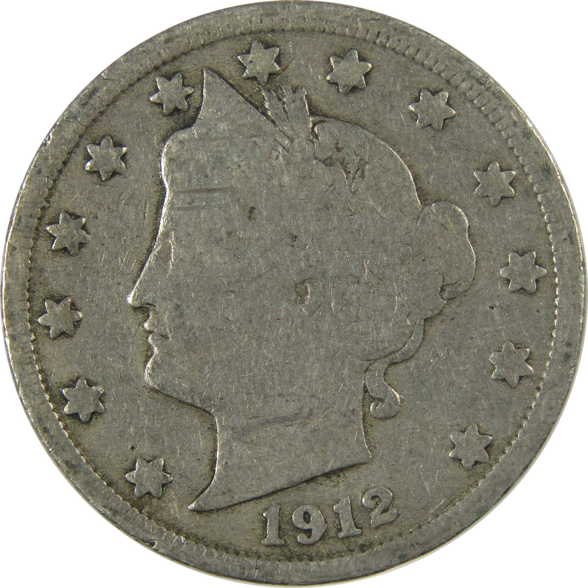 1912 Liberty Head V Nickel G Good 5c Coin Collectible SKU:I26925