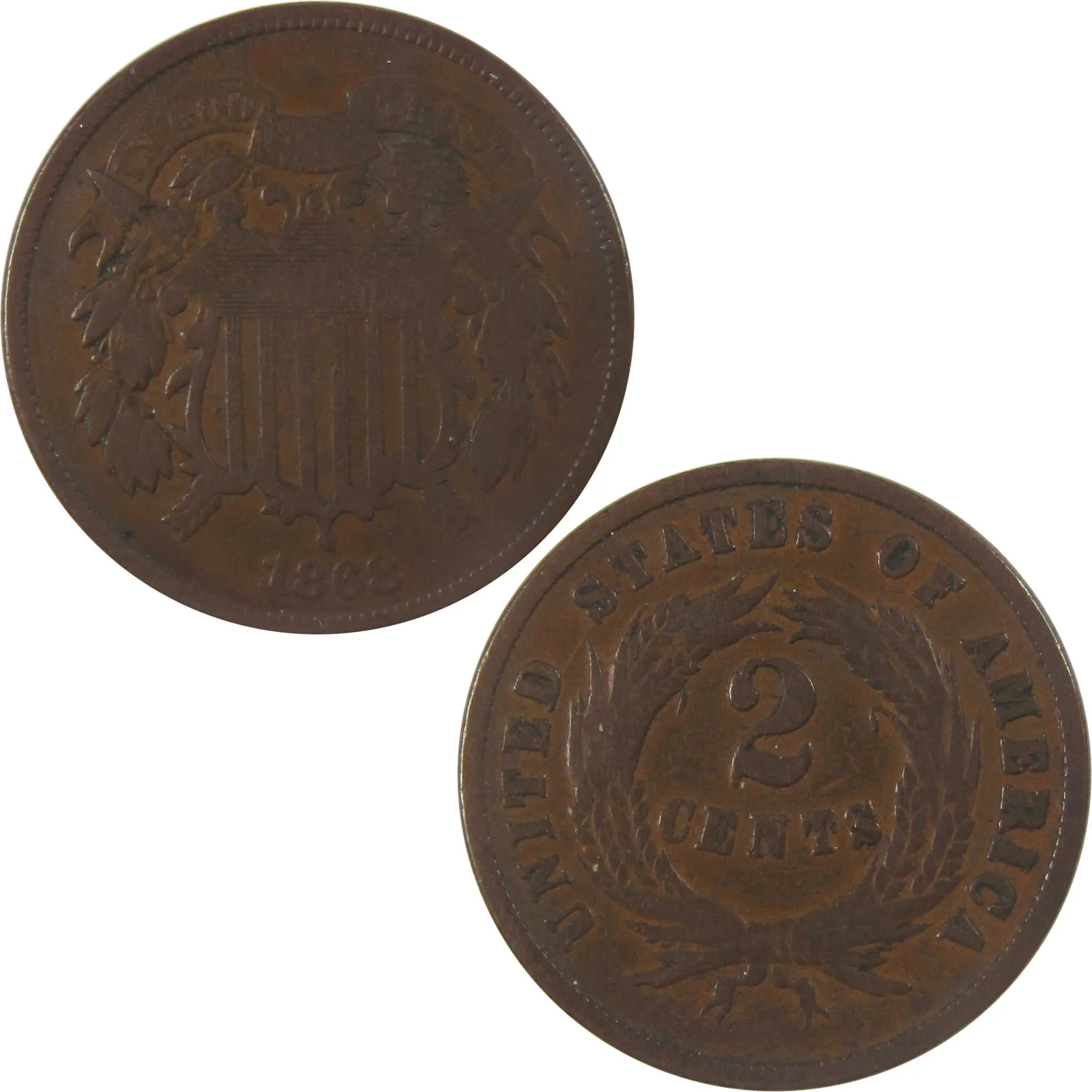 1868 Two Cent Piece VG Very Good 2c Coin Collectible SKU:I23934