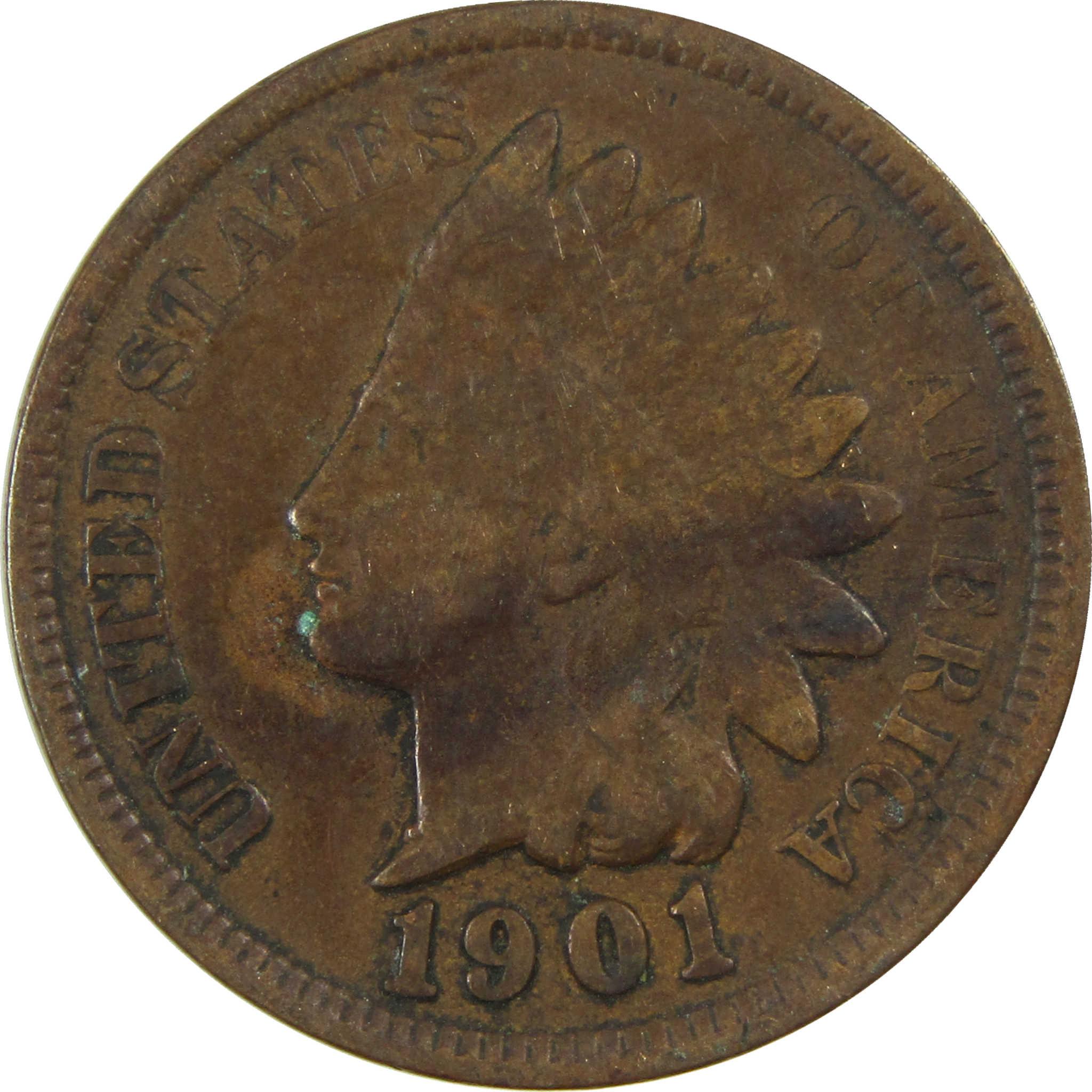 1901 Indian Head Cent G Good Penny 1c Coin SKU:I27036