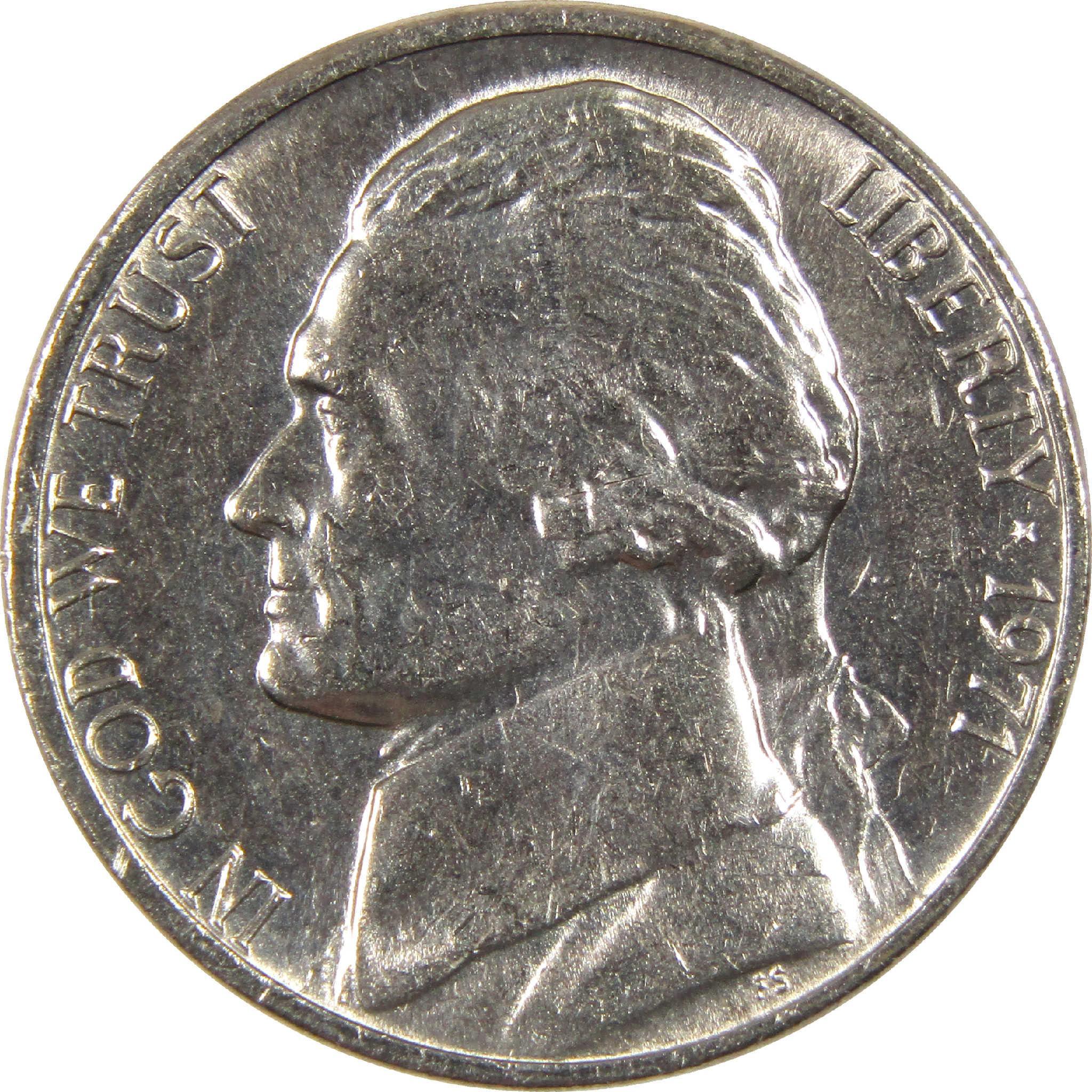 1977 Jefferson nickel collectible coin with profile portrait and inscription