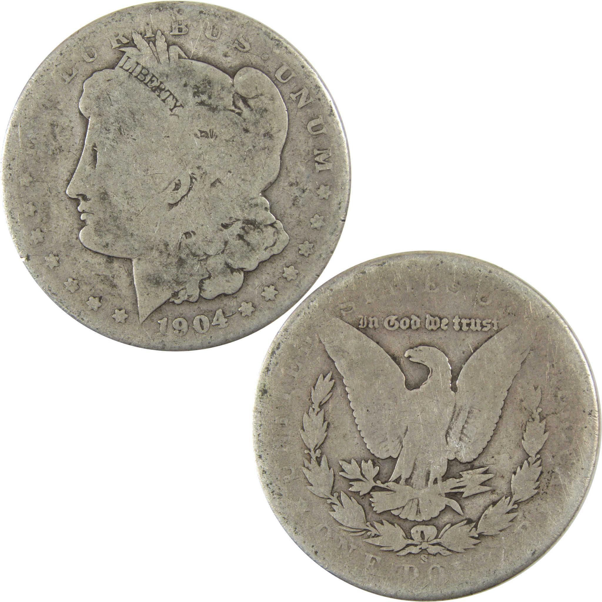 1904 S Morgan Silver Dollar AG About Good $1 Coin SKU:CP485 - Morgan coin - Morgan silver dollar - Morgan silver dollar for sale - Profile Coins & Collectibles