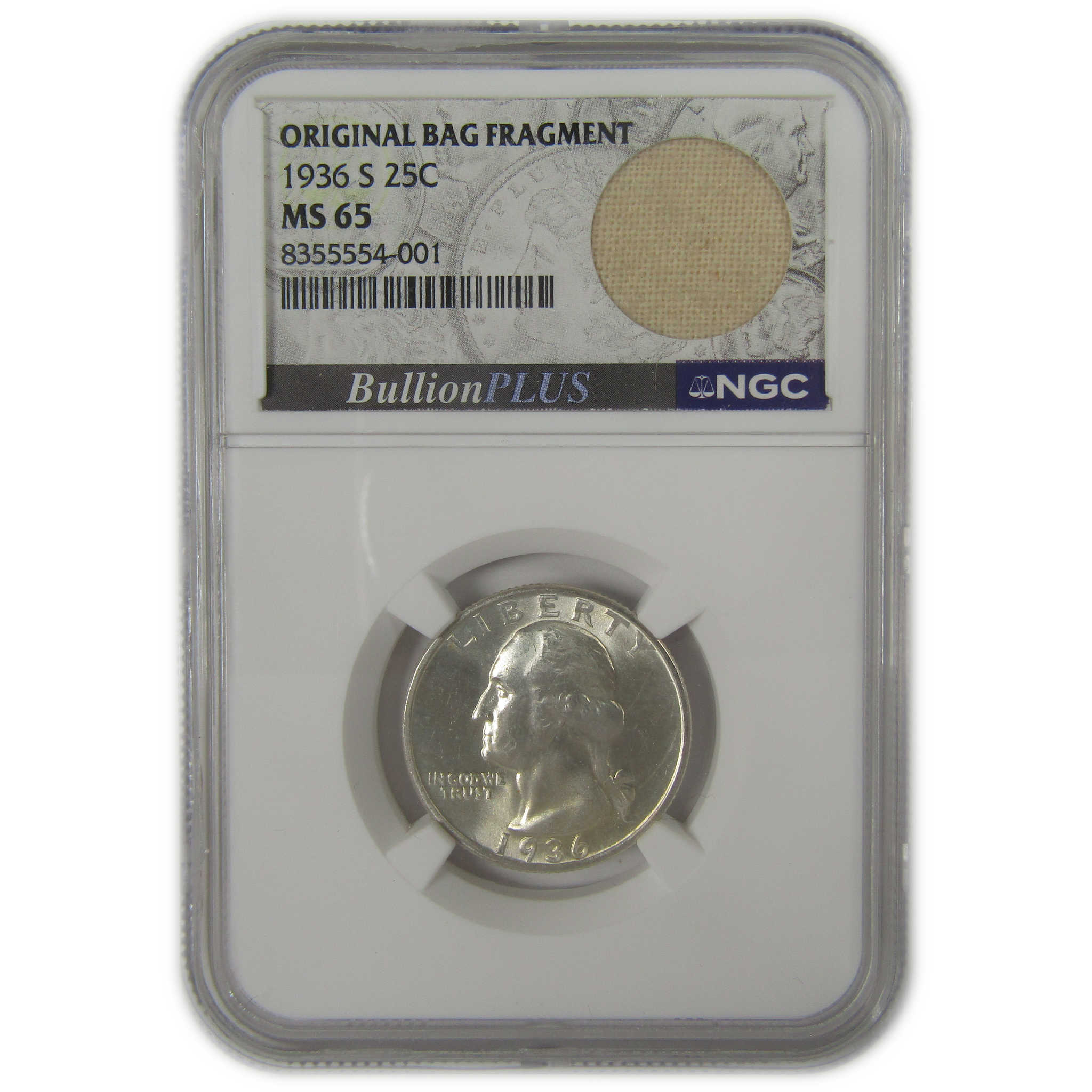 1936 S Washington Quarter MS 65 NGC Original Bag Fragment SKU:I22586
