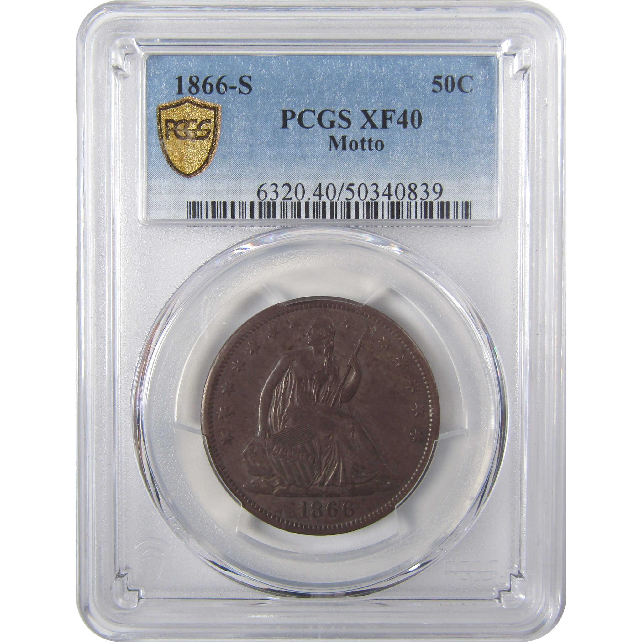 1866 S Motto Seated Liberty Silver Half Dollar XF 40 PCGS SKU:I24684