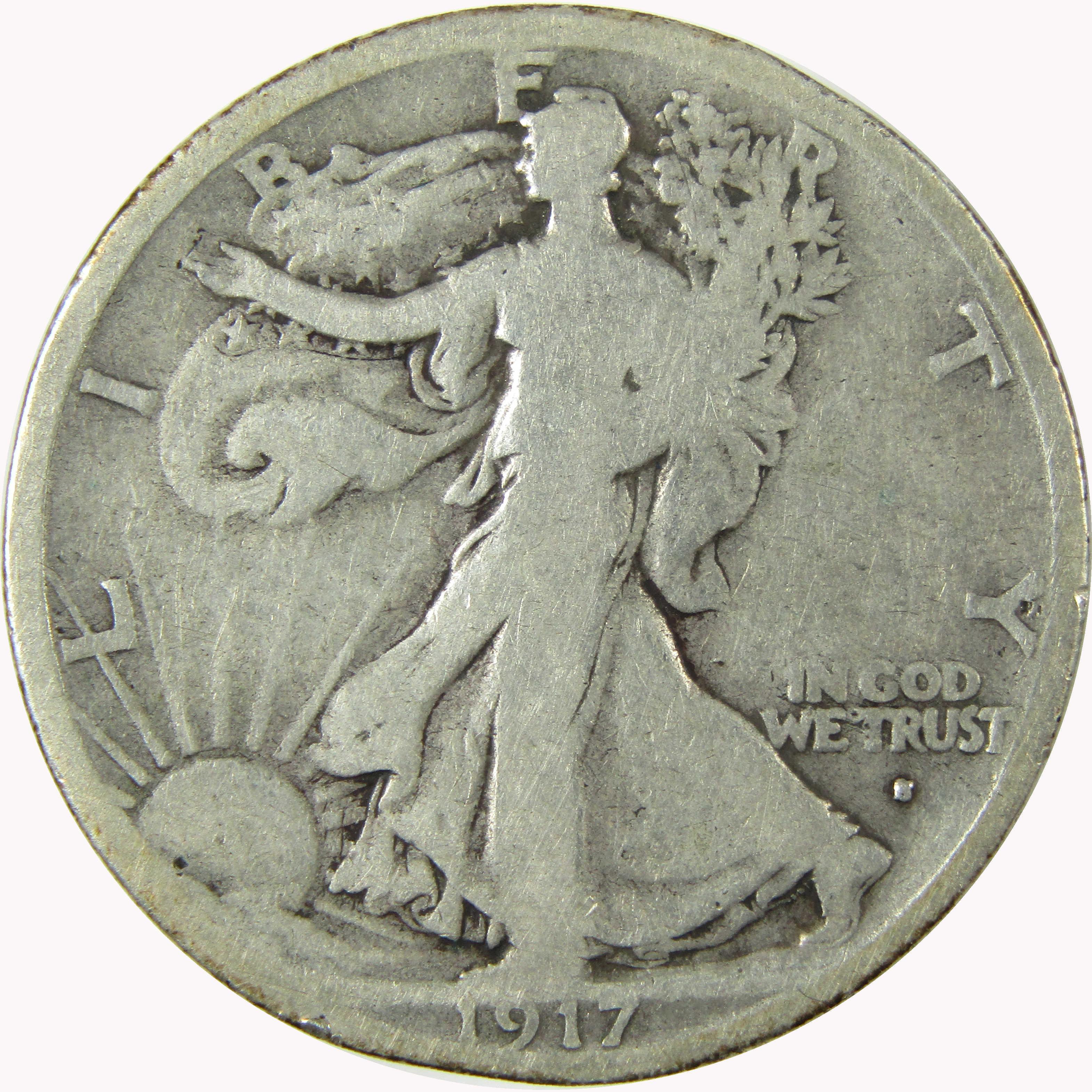 1917 S Obverse Liberty Walking Silver 50c VG Very Good SKU:CP1455