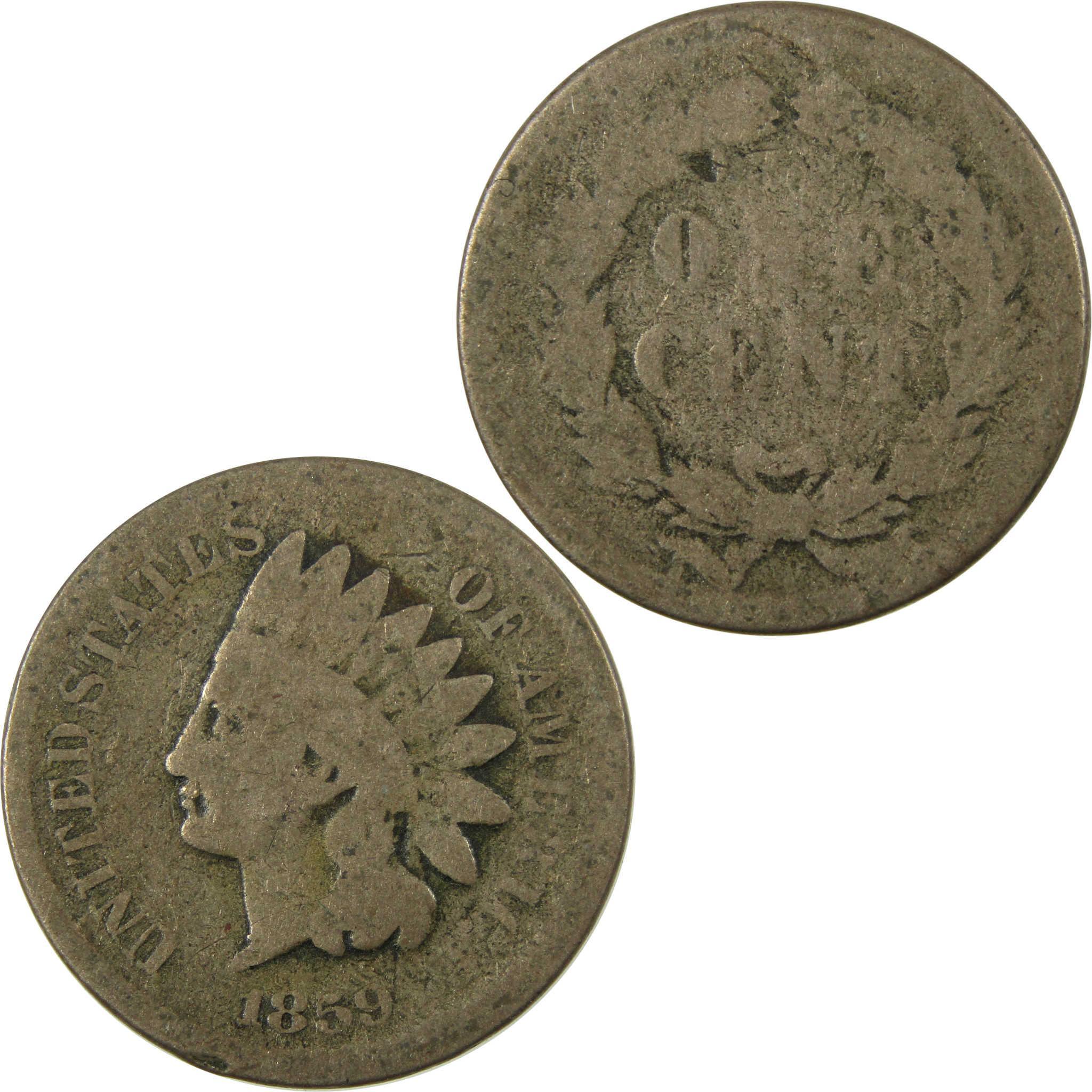 1859 Indian Head Cent AG About Good Penny 1c Coin SKU:CP1318