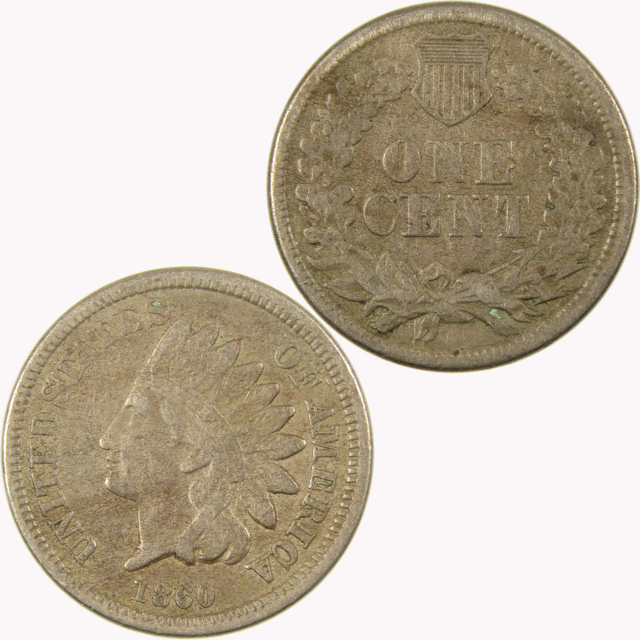 1860 Indian Head Cent F Fine Details Penny 1c Coin SKU:CP1068