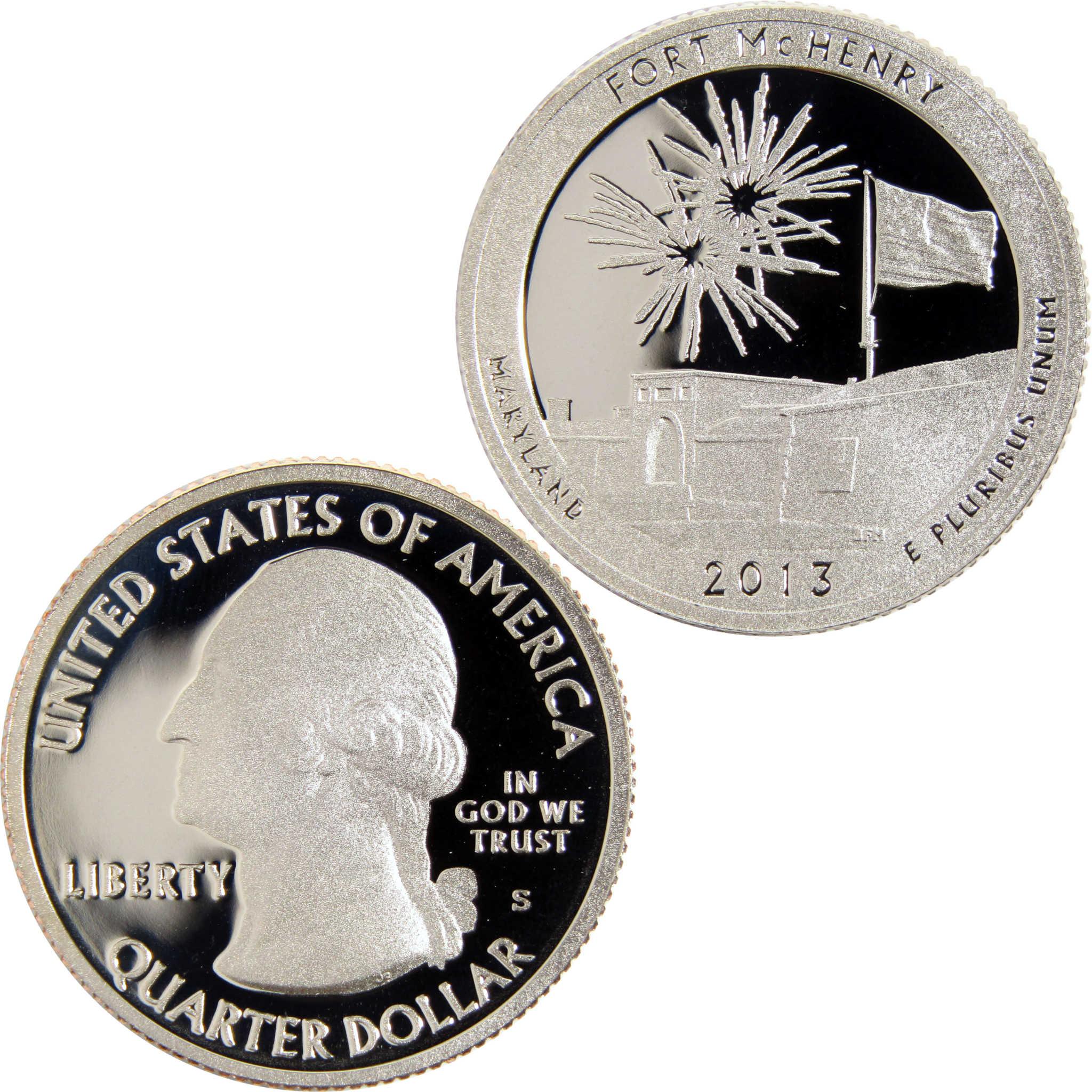 2013 Fort McHenry Maryland quarter dollar collectible coin, obverse and reverse sides