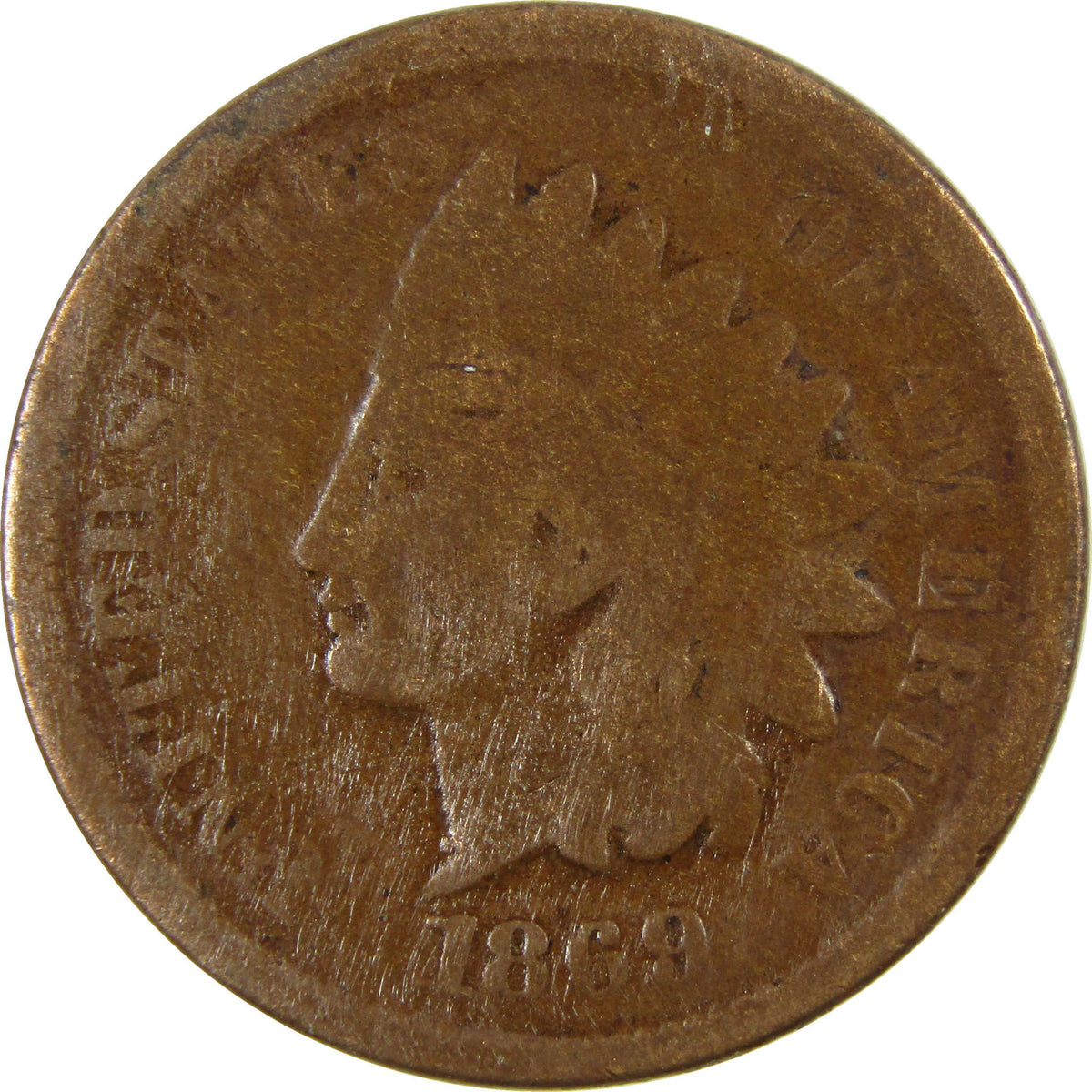 1869 Indian Head Cent G Good Details Penny 1c Coin SKU:CP1776