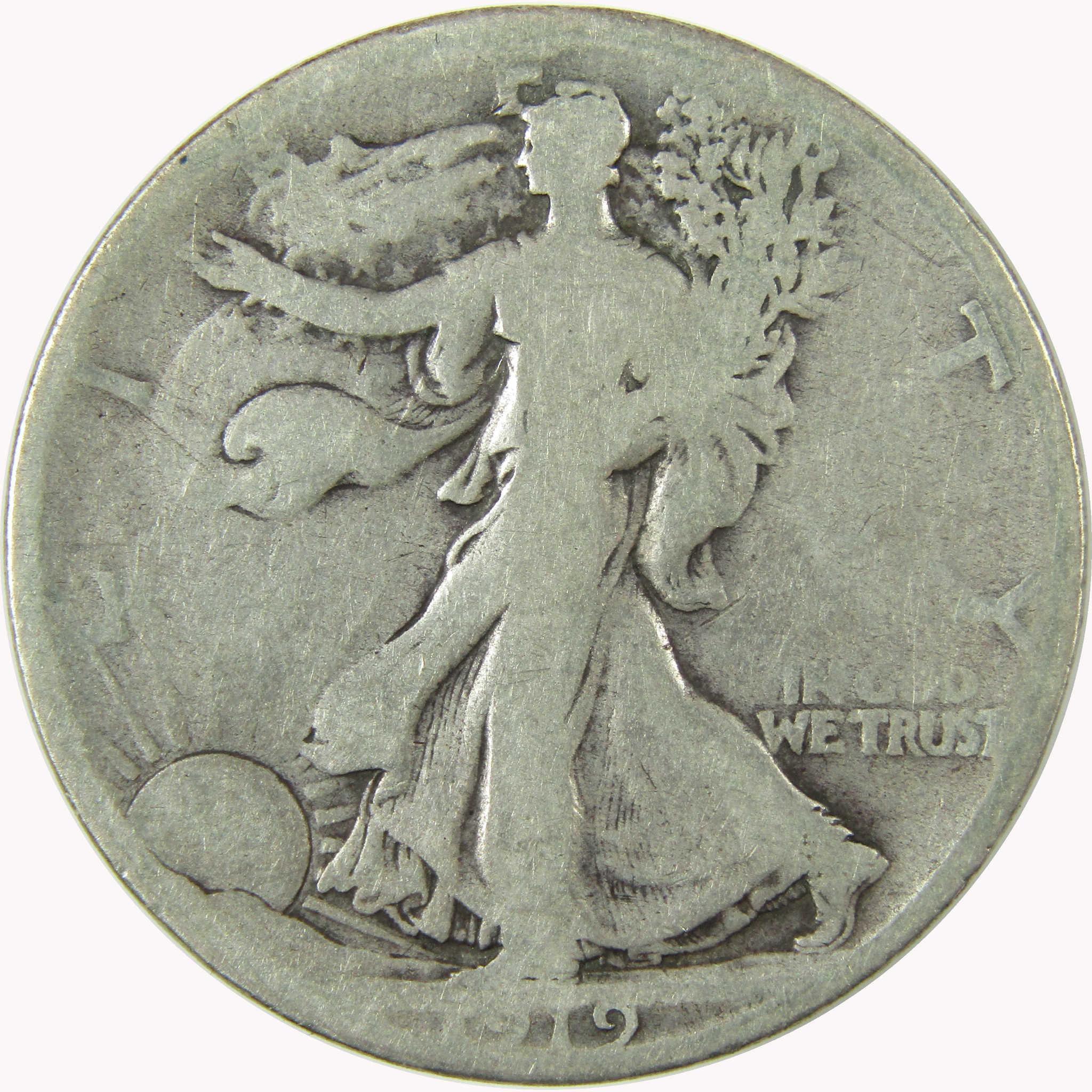 1919 D Liberty Walking Silver 50c VG Very Good Details SKU:CP1458