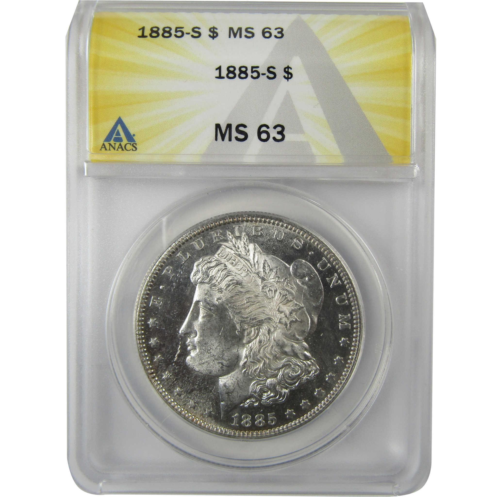 1885 S Morgan Silver Dollar MS 63 ANACS Uncirculated SKU:I25909 - Morgan coin - Morgan silver dollar - Morgan silver dollar for sale - Profile Coins & Collectibles