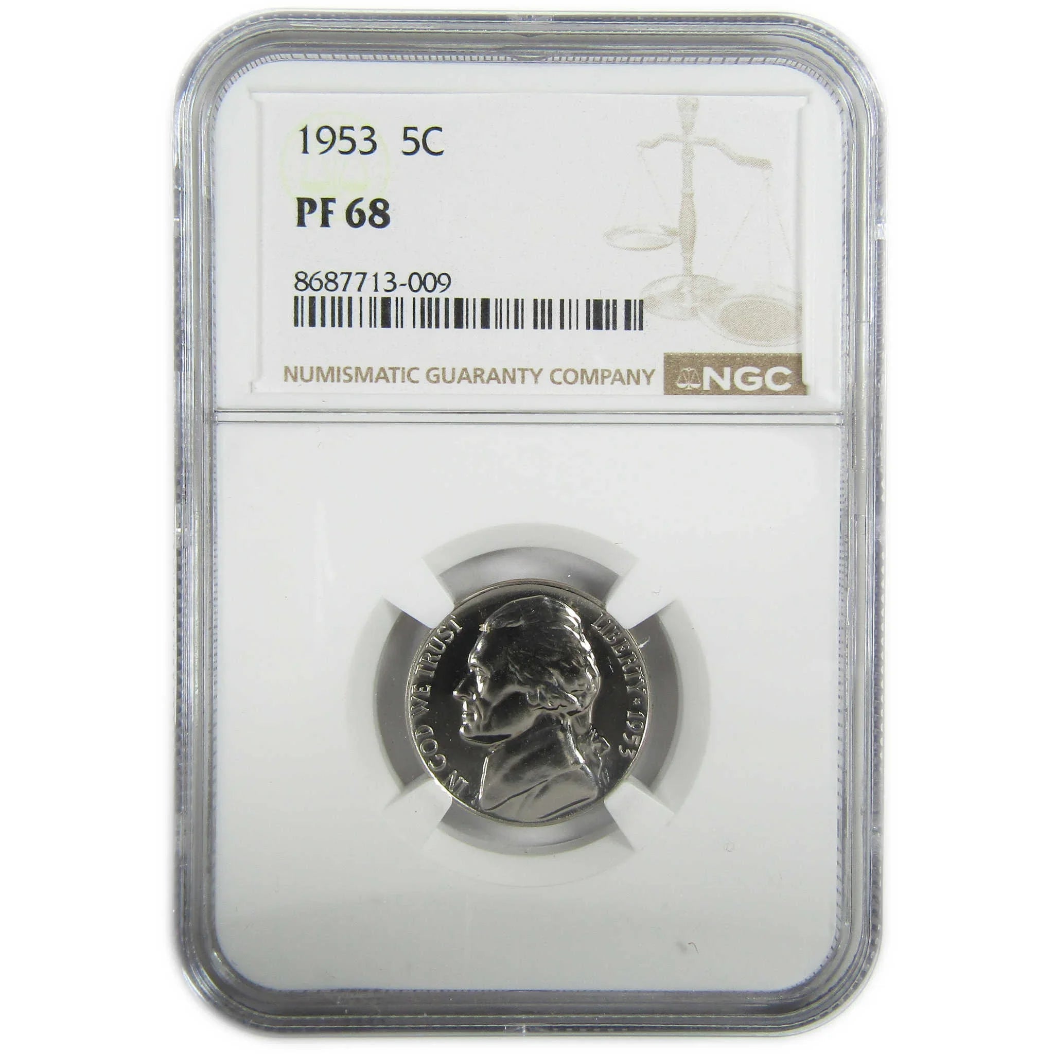 1953 Jefferson Nickel PF 68 NGC Proof 5c Coin Collectible SKU:I27345