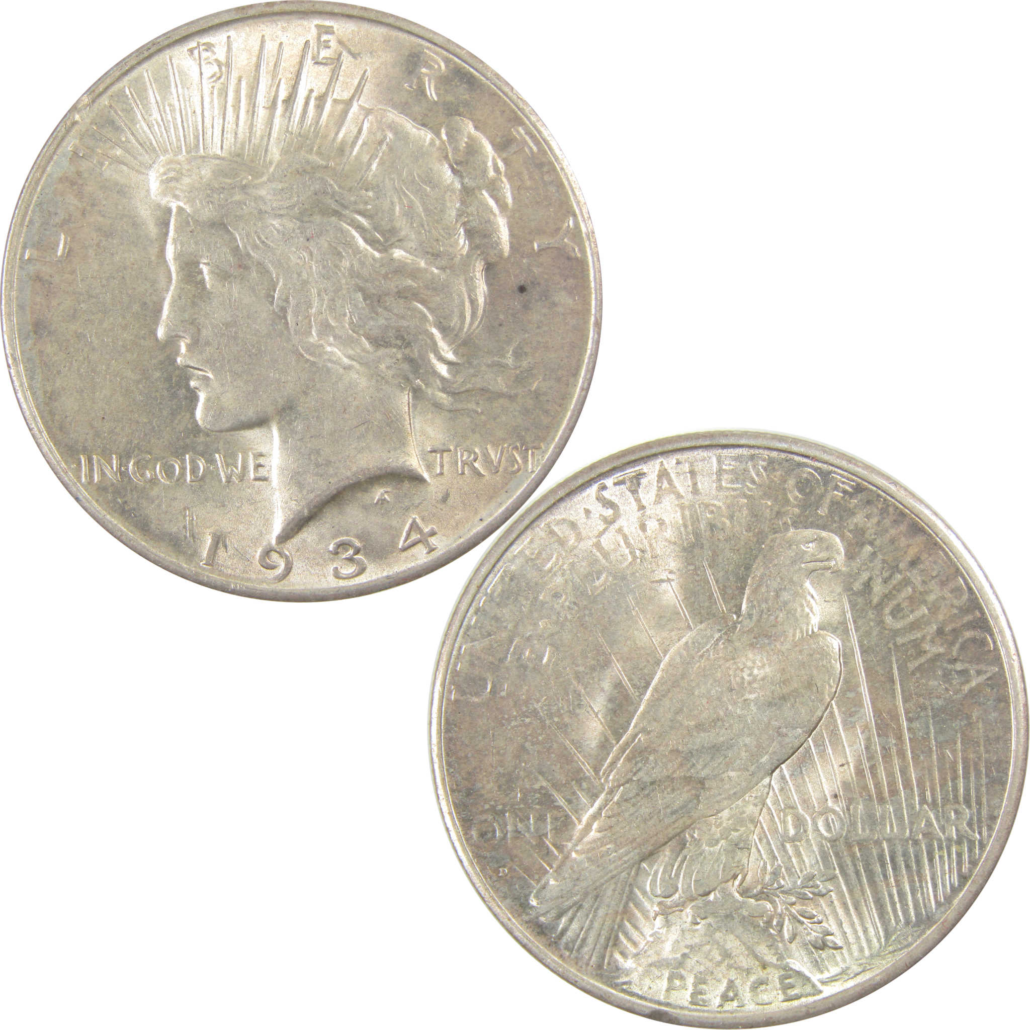 1934 D Peace Dollar Borderline Uncirculated Silver $1 Coin SKU:I16723
