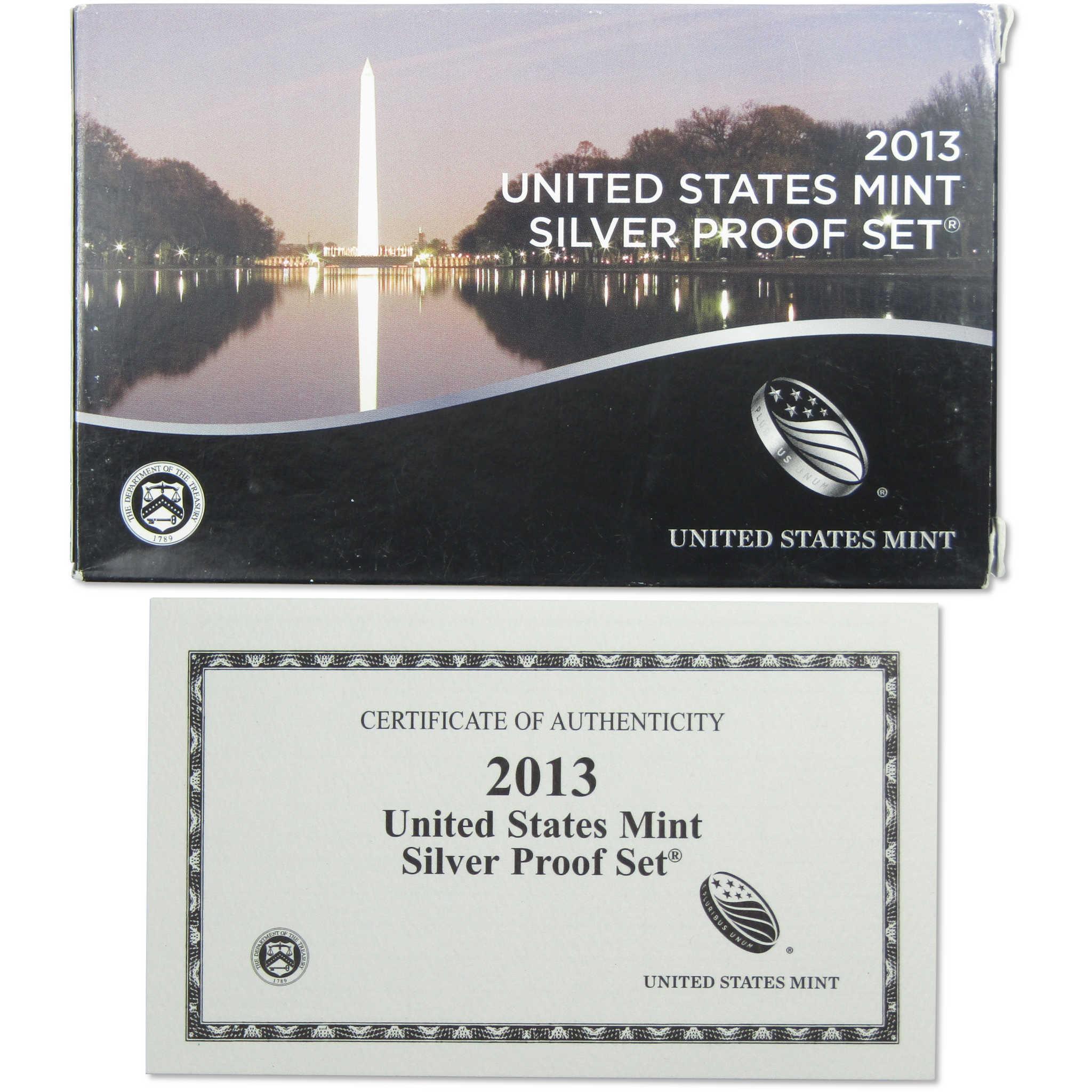 2013 Silver Proof Set U.S. Mint Original Government Packaging OGP COA