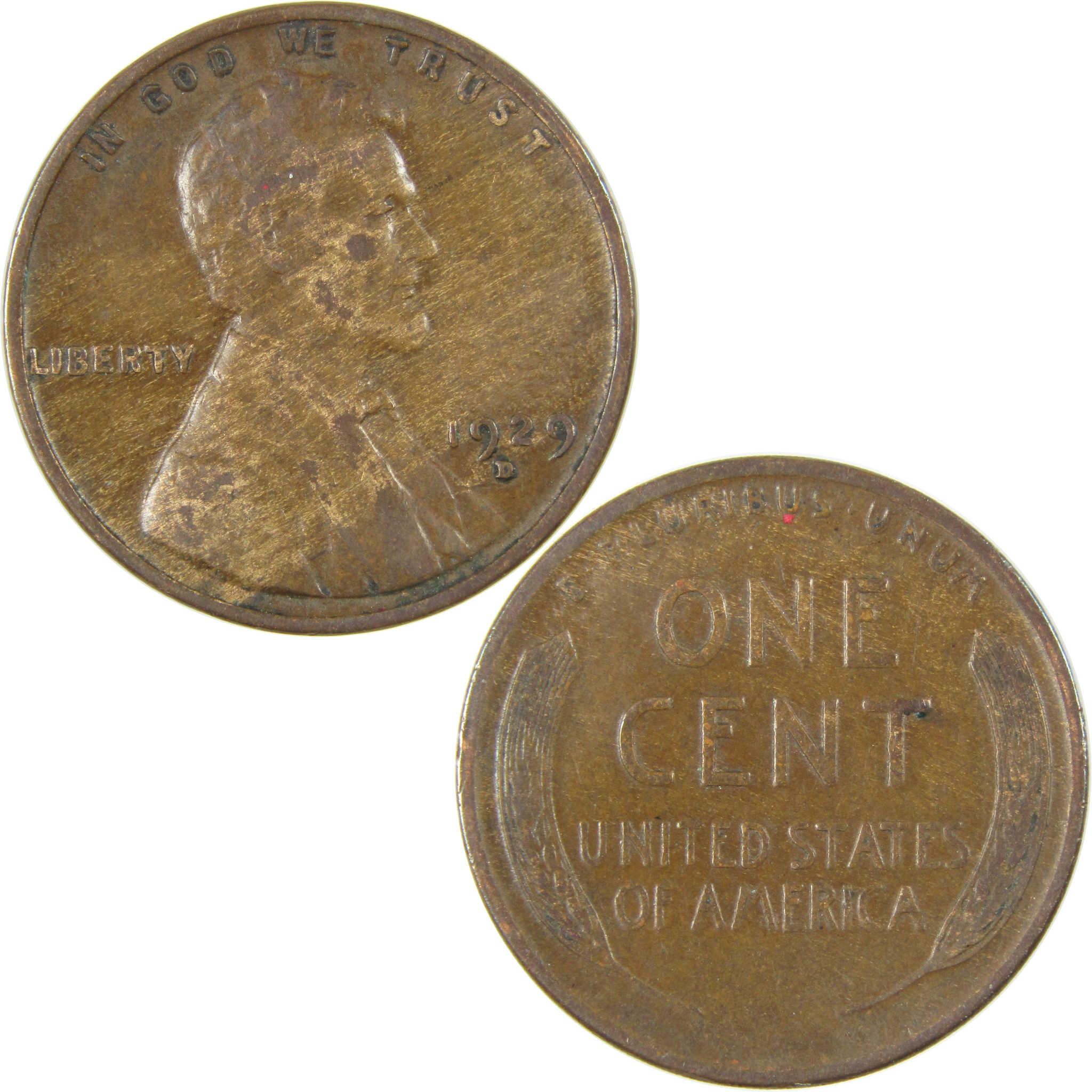 1929 D Lincoln Wheat Cent VF Very Fine Penny 1c Coin SKU:I27267