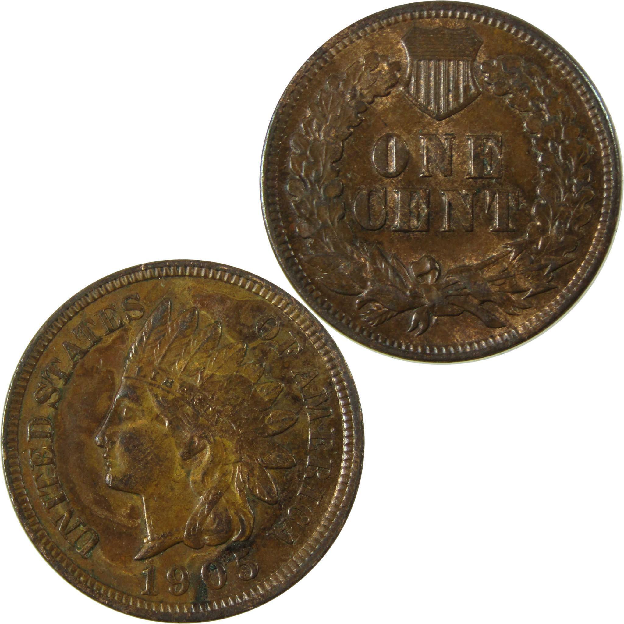 1905 Indian Head Cent AU About Uncirculated Penny 1c Coin SKU:I26644