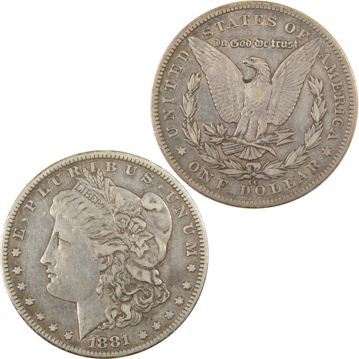 1881 CC Morgan Silver Dollar VF Very Fine $1 Coin SKU:I29315