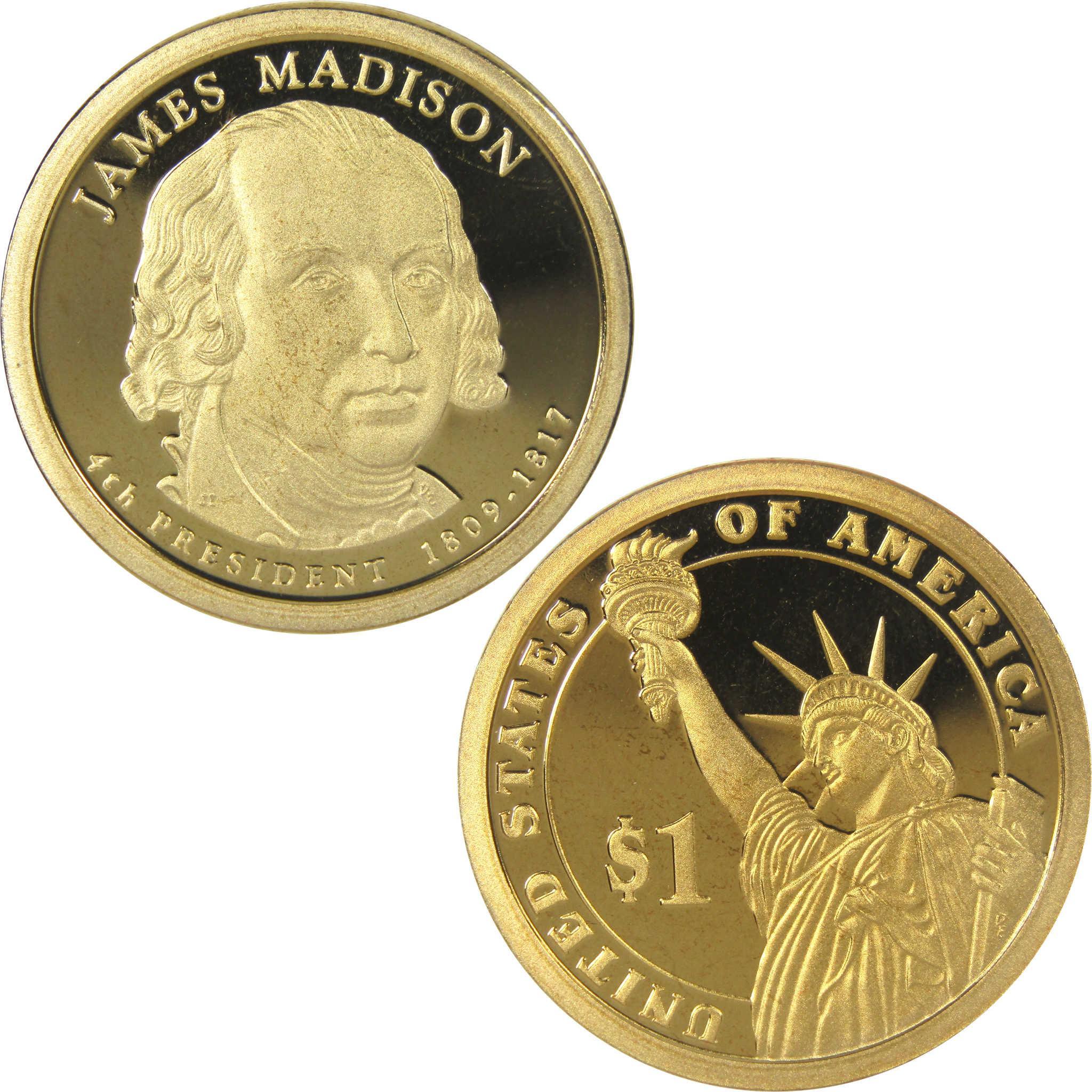 2007 S James Madison Presidential Dollar Proof $1 Coin Collectible