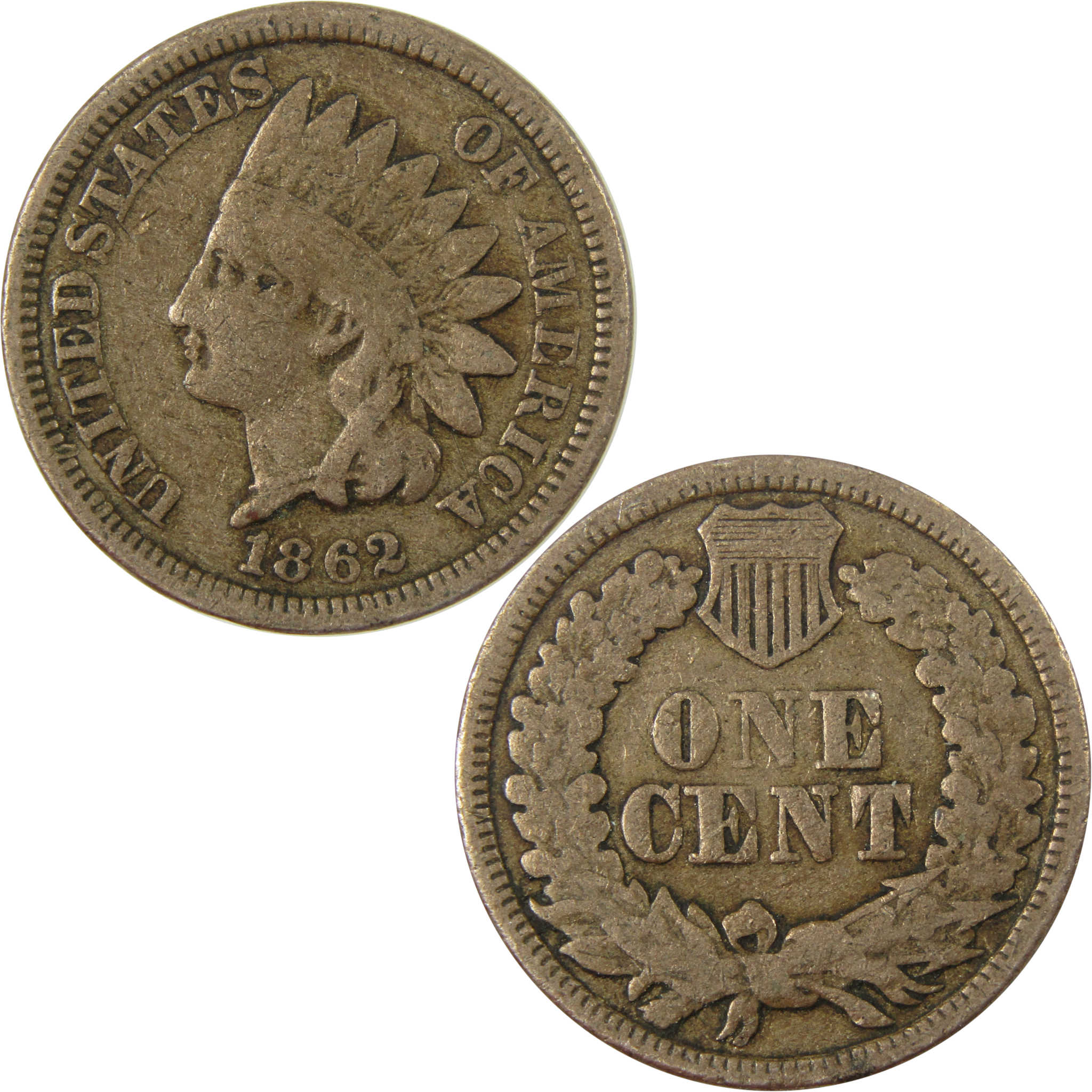 1862 Indian Head Cent VG Very Good Details Penny 1c Coin SKU:CP1229