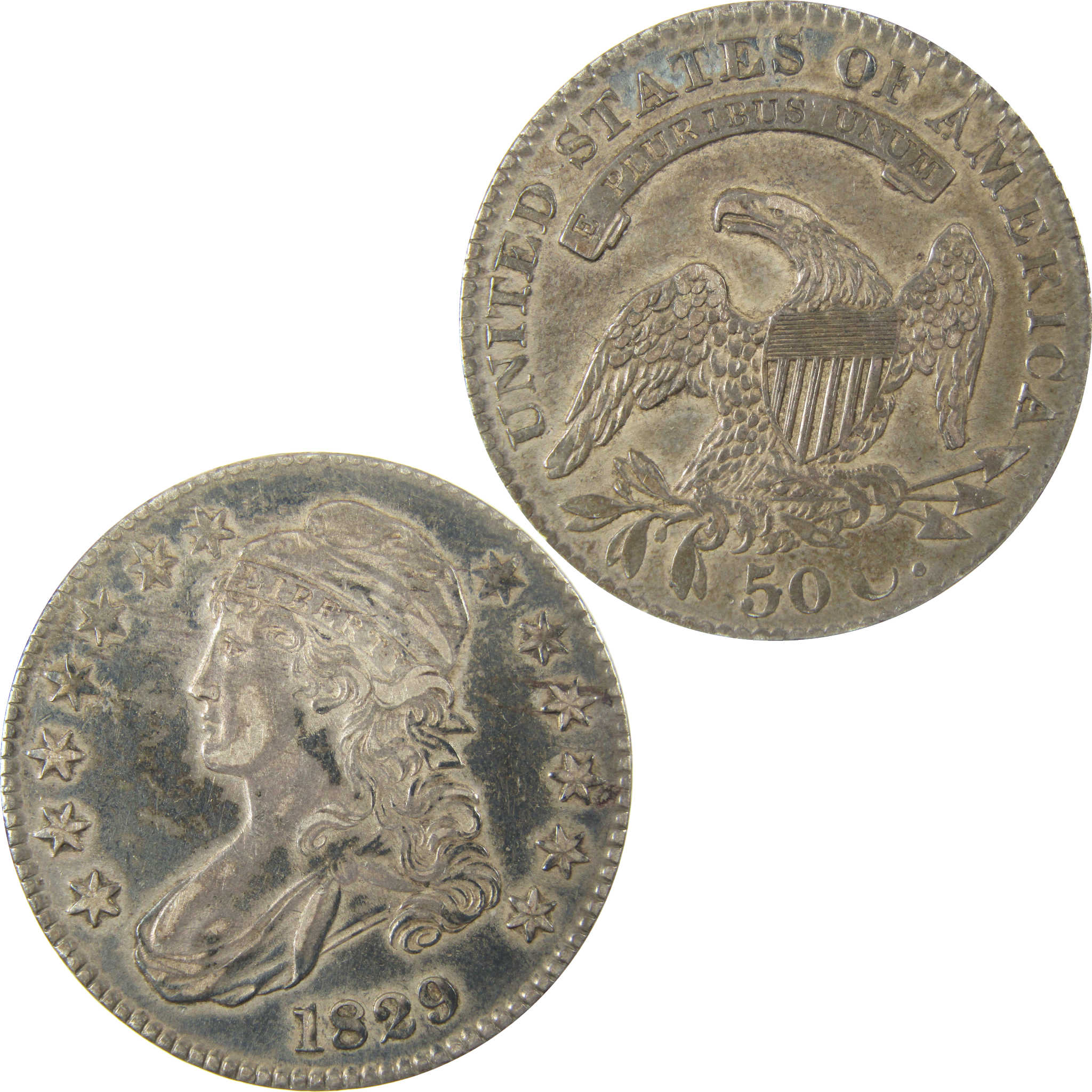 1829 Small Letters Capped Bust Silver 50c XF EF SKU:CP1495
