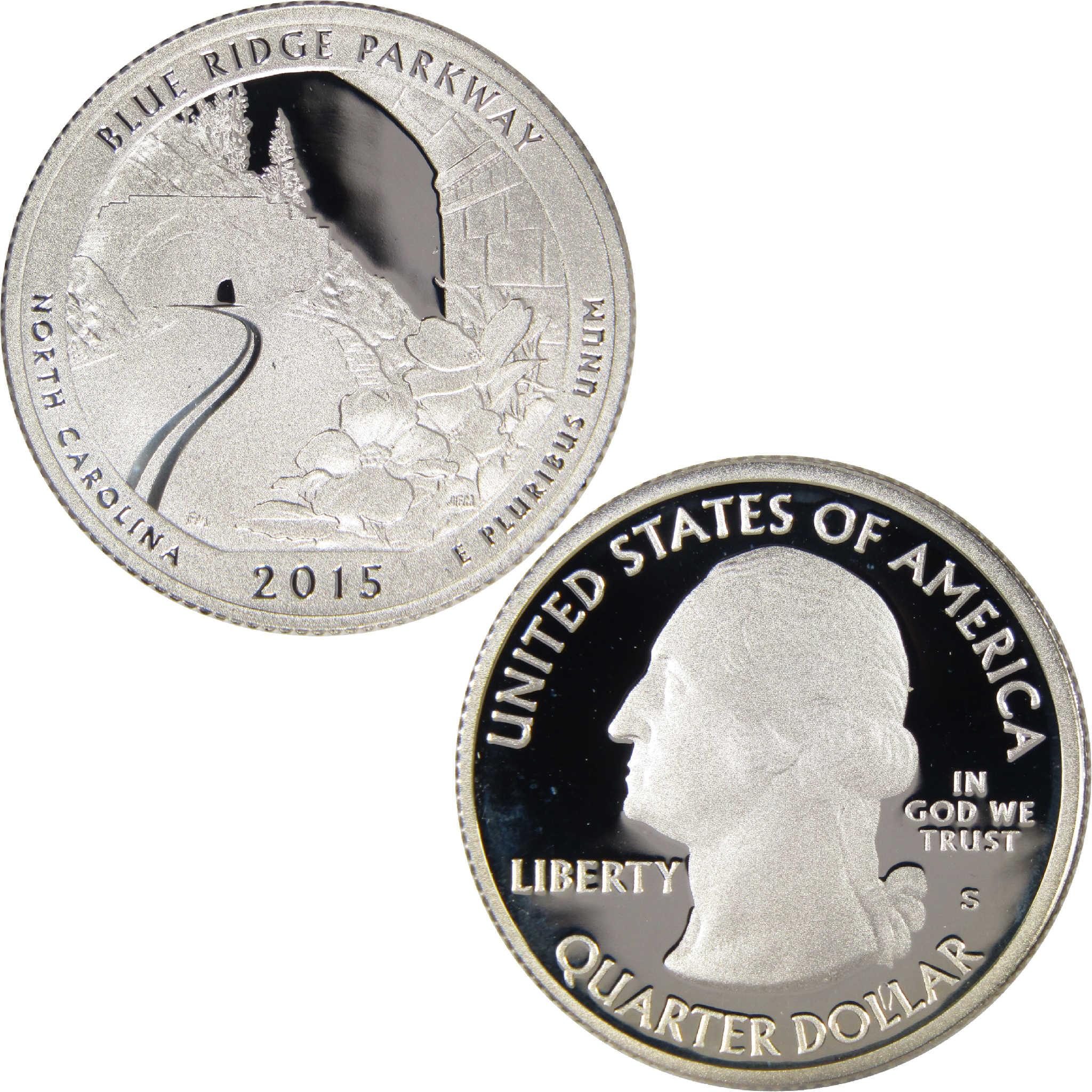 2015 Blue Ridge Parkway North Carolina quarter, collectible US coin reverse and obverse