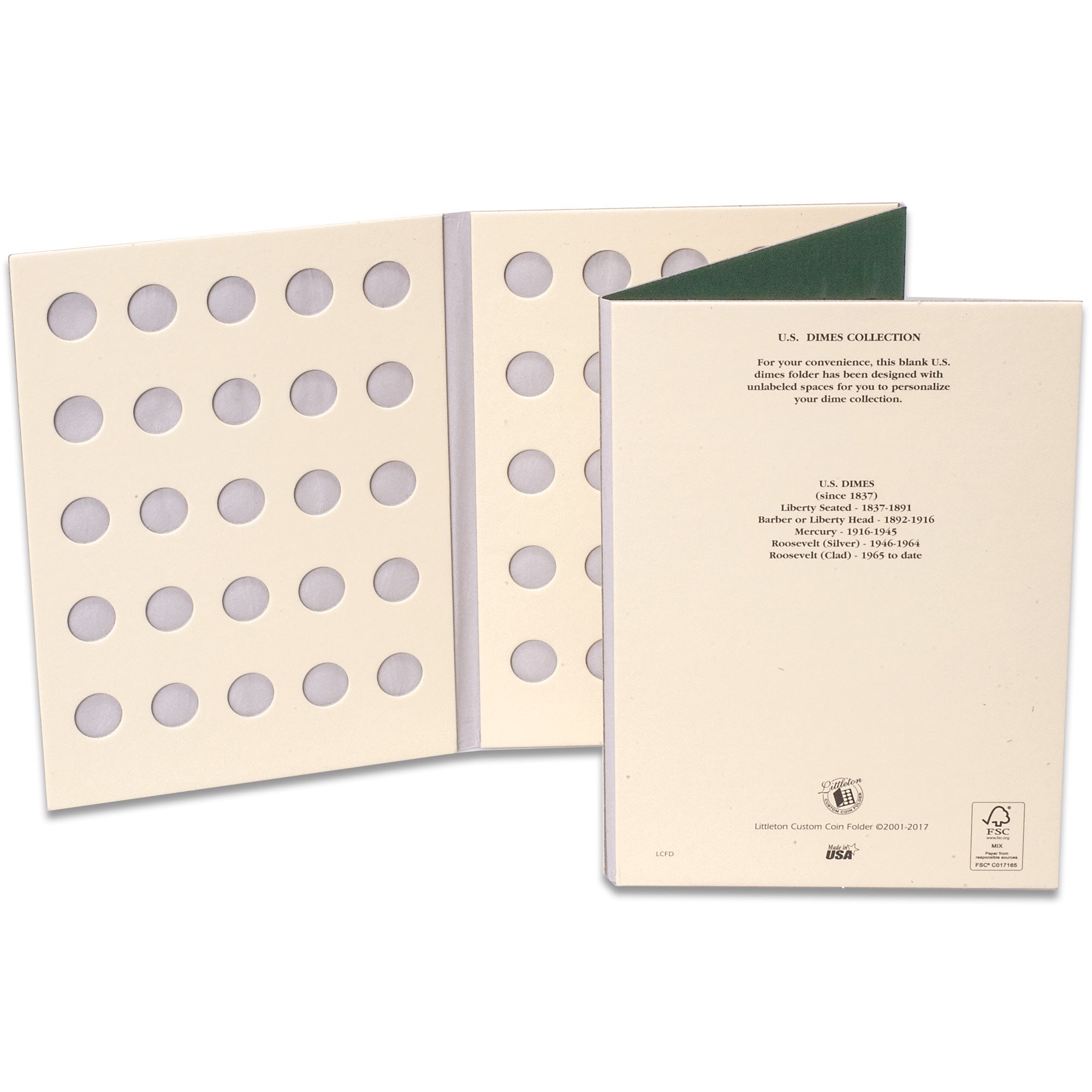 Blank U.S. Dime Folder Littleton Coin Company