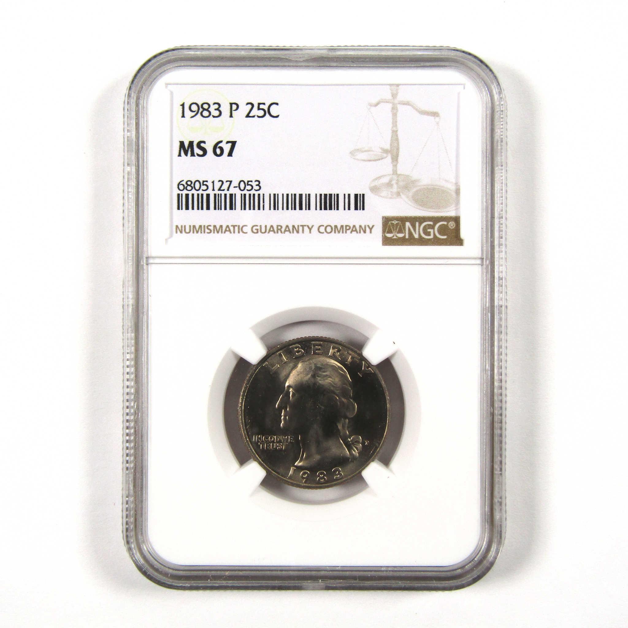 1983 P Washington Quarter MS 67 NGC Clad 25c Uncirculated SKU:I9558