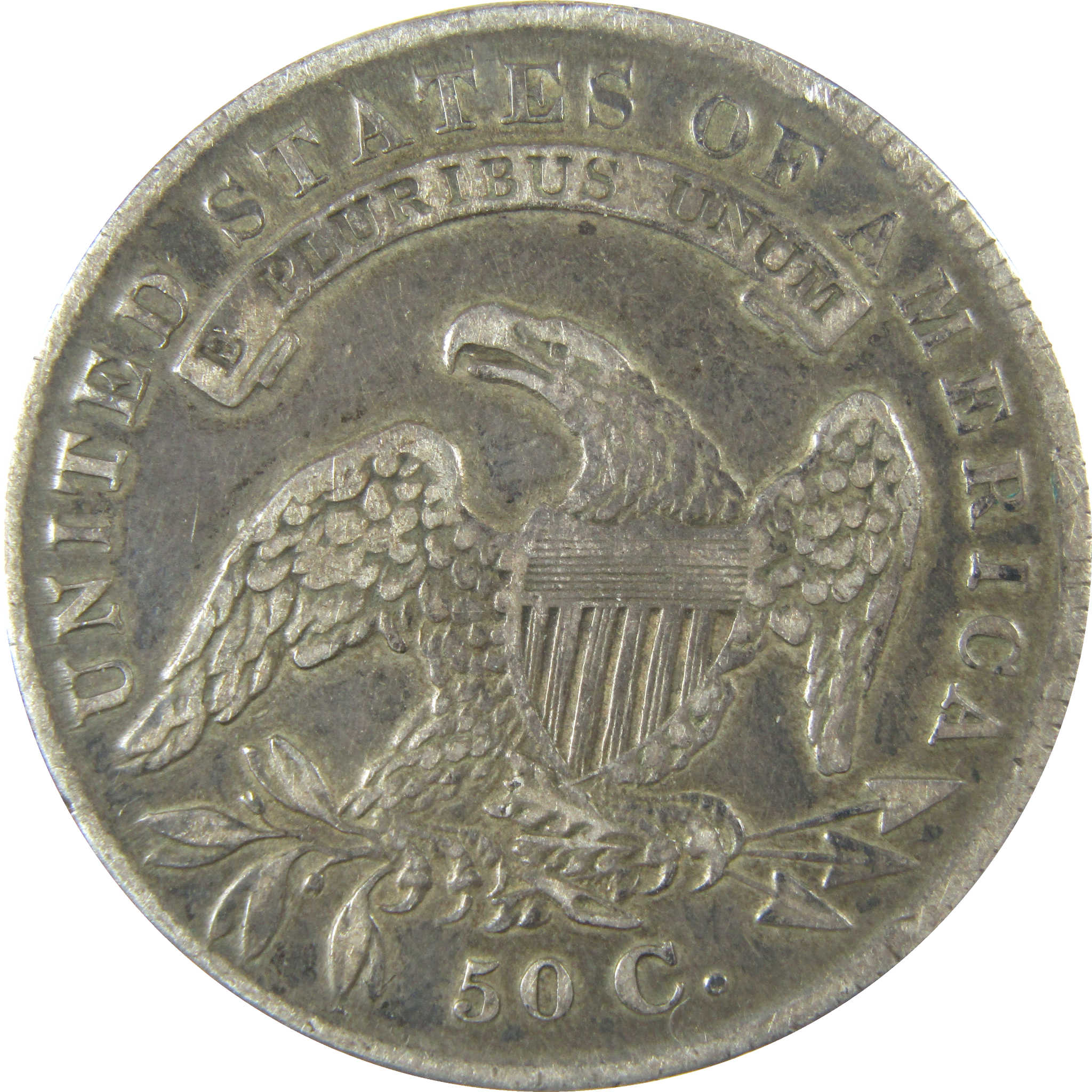 1836 Lettered Edge Capped Bust Silver Half Dollar F Fine SKU:CP1492