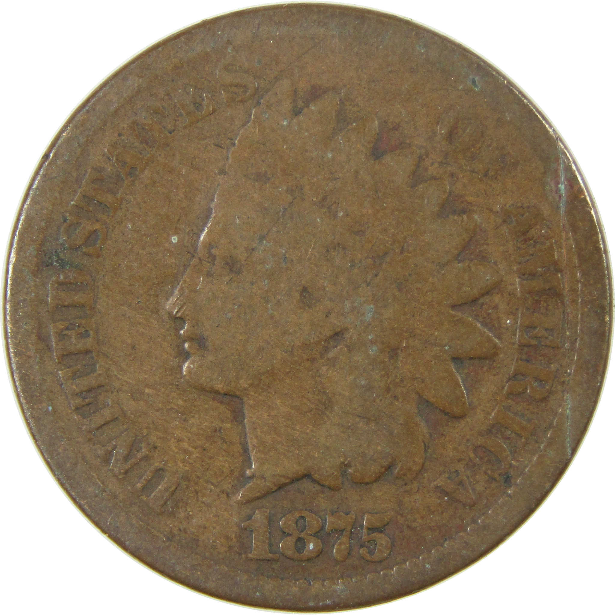 1875 Indian Head Cent G Good Details Penny 1c Coin SKU:I27507