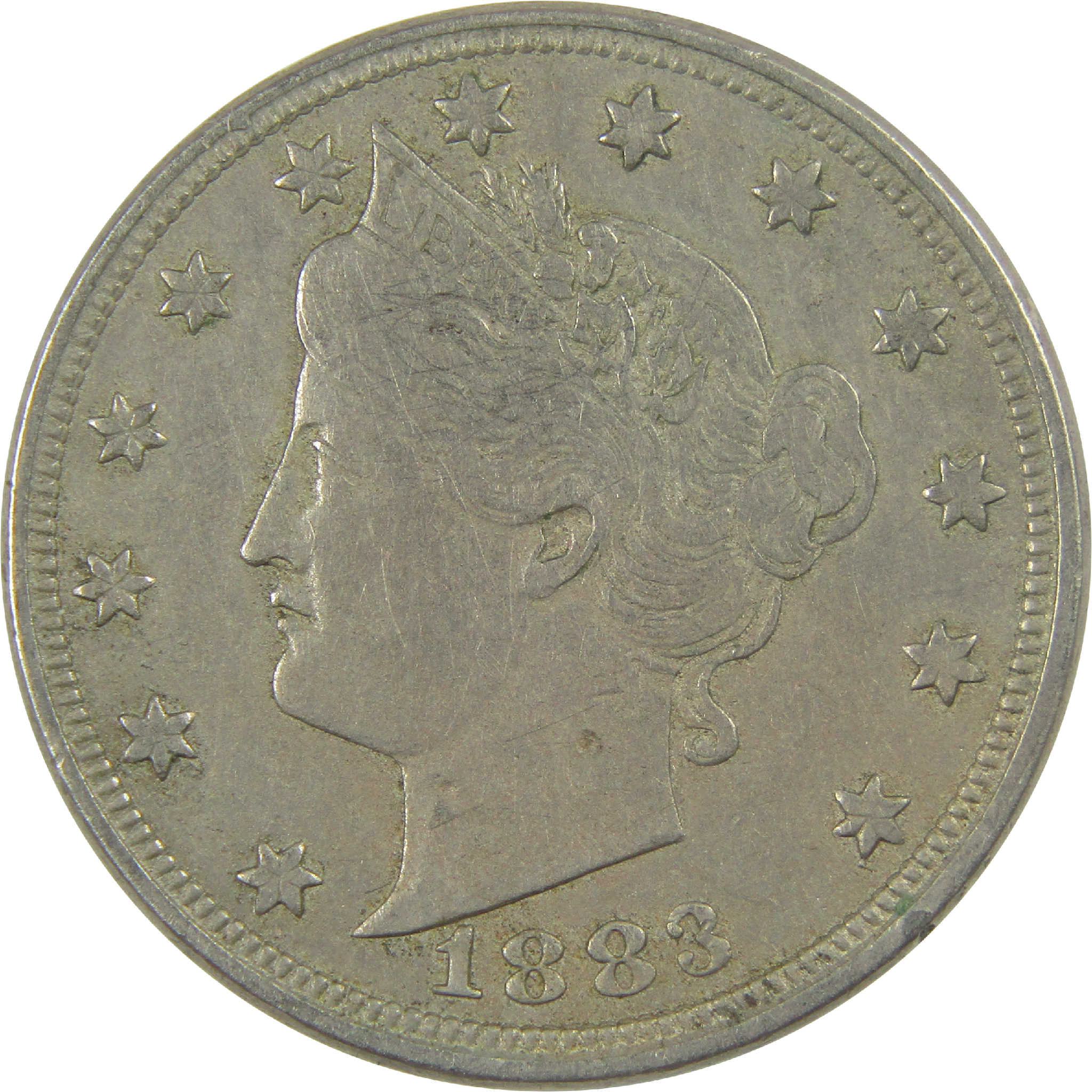 1883 No Cents Liberty Head V Nickel Circulated 5c Coin Collectible