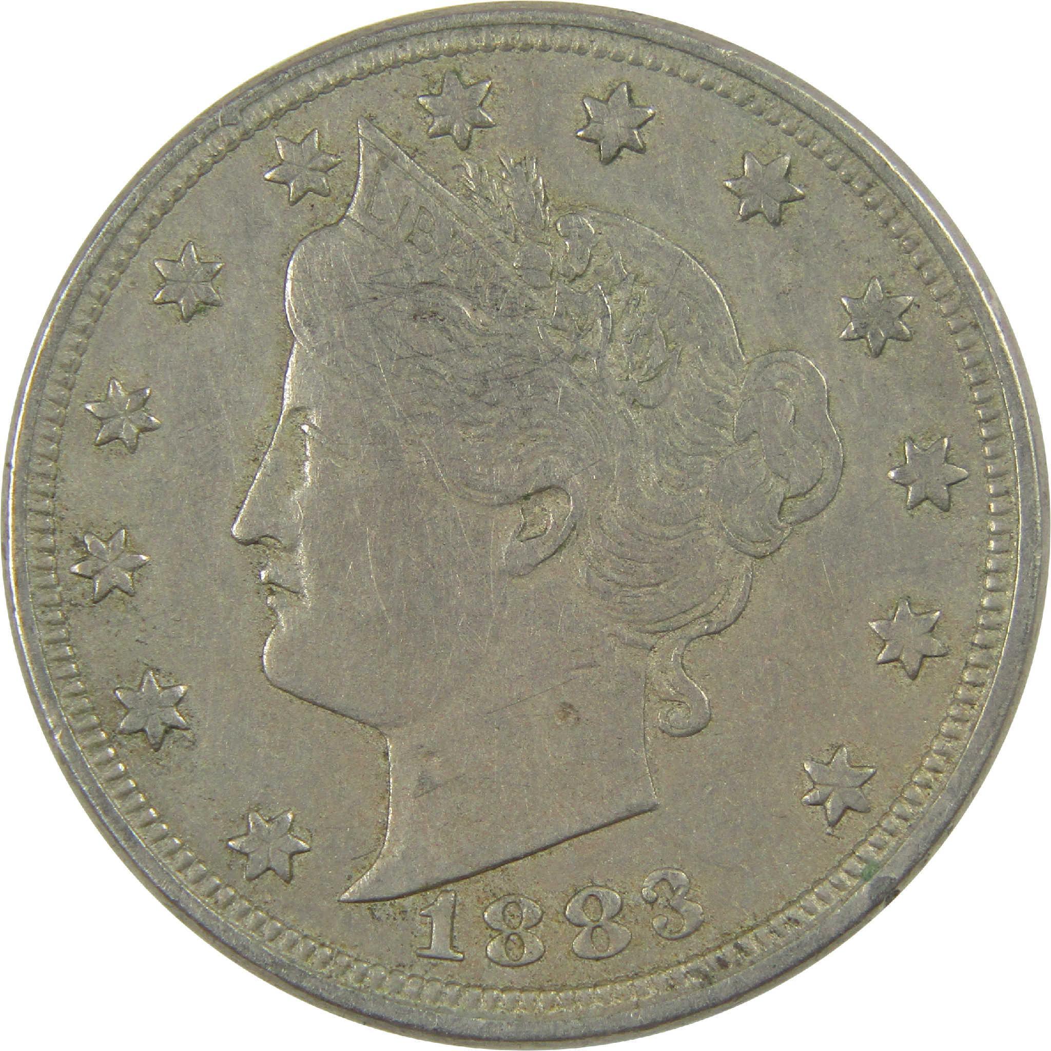 1883 No Cents Liberty Head V Nickel Circulated 5c Coin Collectible