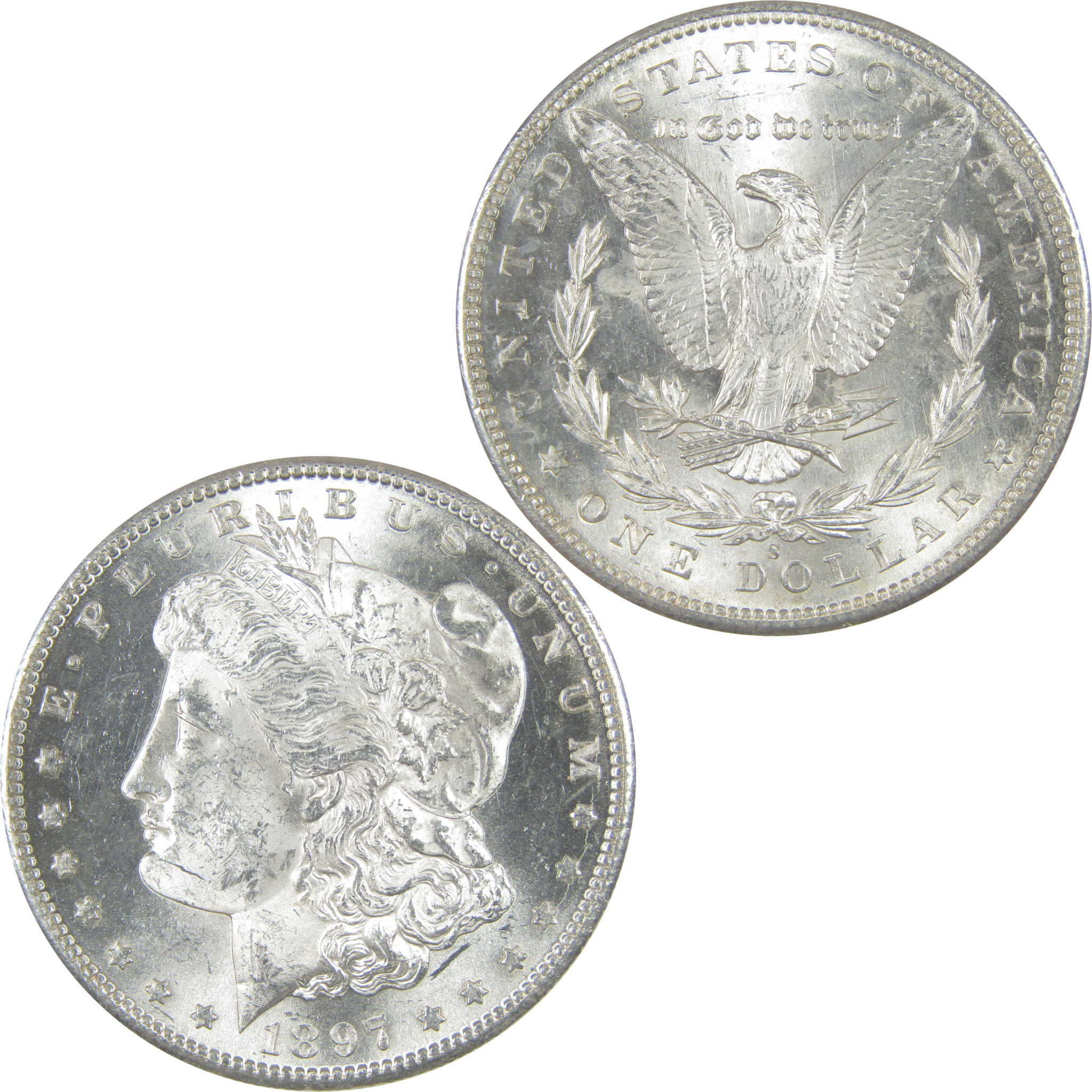 1897 S Morgan Dollar BU Choice Uncirculated Silver $1 Coin SKU:I17310 - Morgan coin - Morgan silver dollar - Morgan silver dollar for sale - Profile Coins & Collectibles