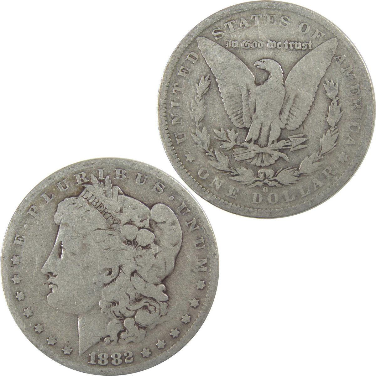 1882 O/S Morgan Silver Dollar VG Very Good $1 Coin SKU:I25222 - Morgan coin - Morgan silver dollar - Morgan silver dollar for sale - Profile Coins & Collectibles