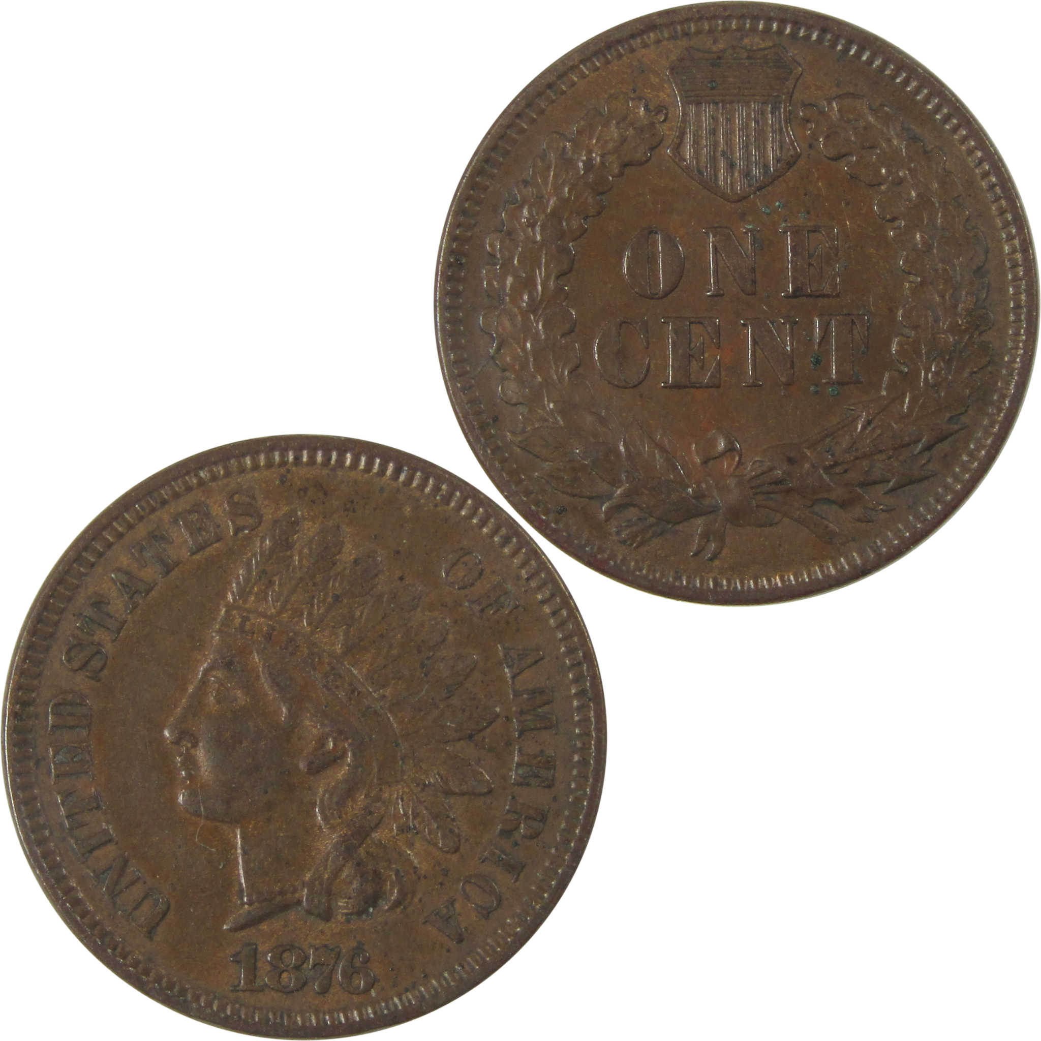 1876 Indian Head Cent CH AU Choice About Uncirculated Penny SKU:I19644