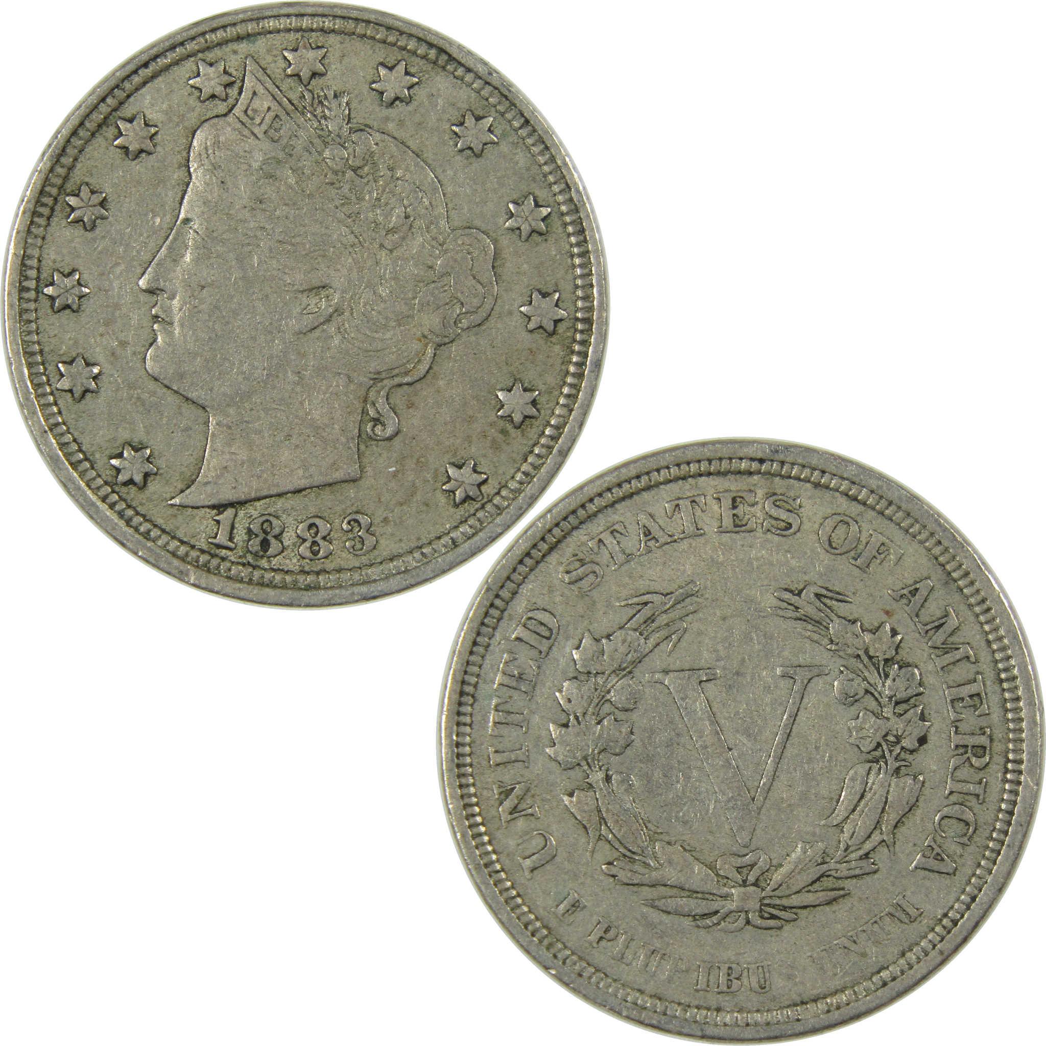 1883 No Cents Liberty Head V Nickel VF Very Fine 5c Coin SKU:I27244