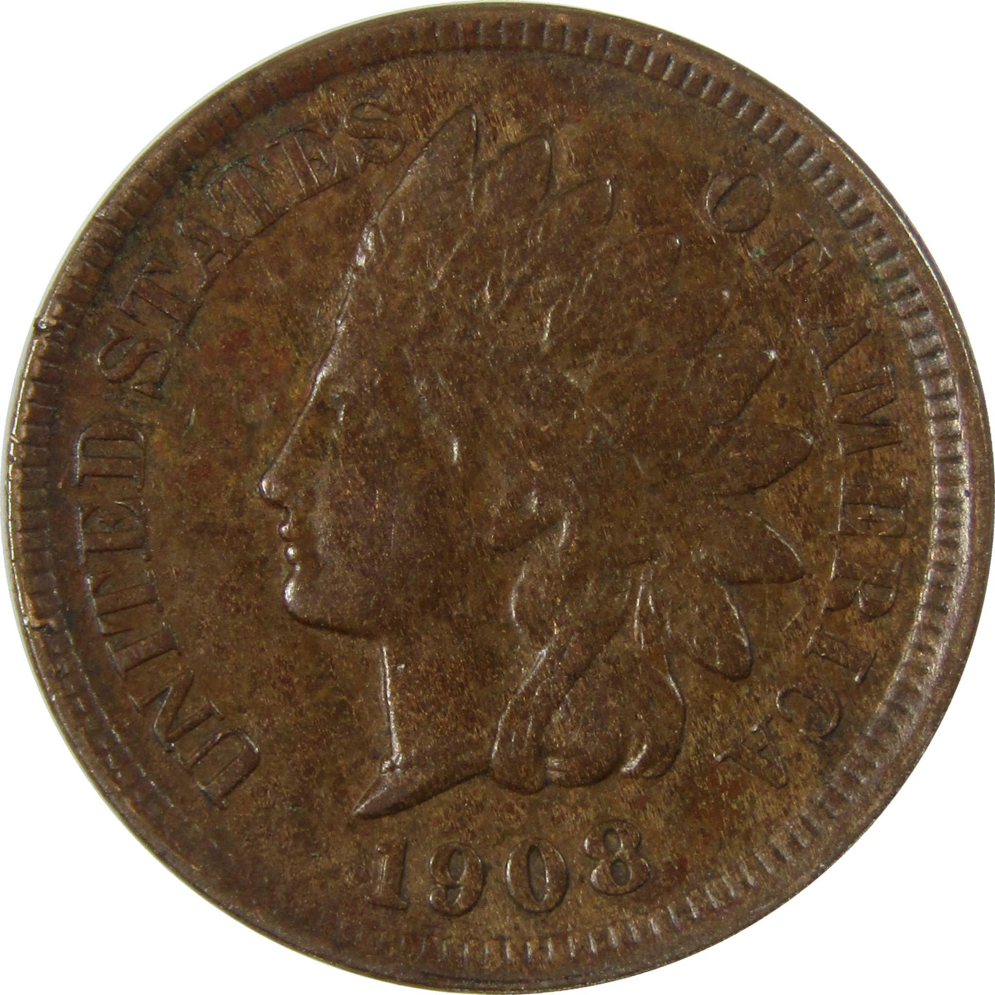 1908 Indian Head Cent XF EF Extremely Fine Penny 1c Coin SKU:I26950