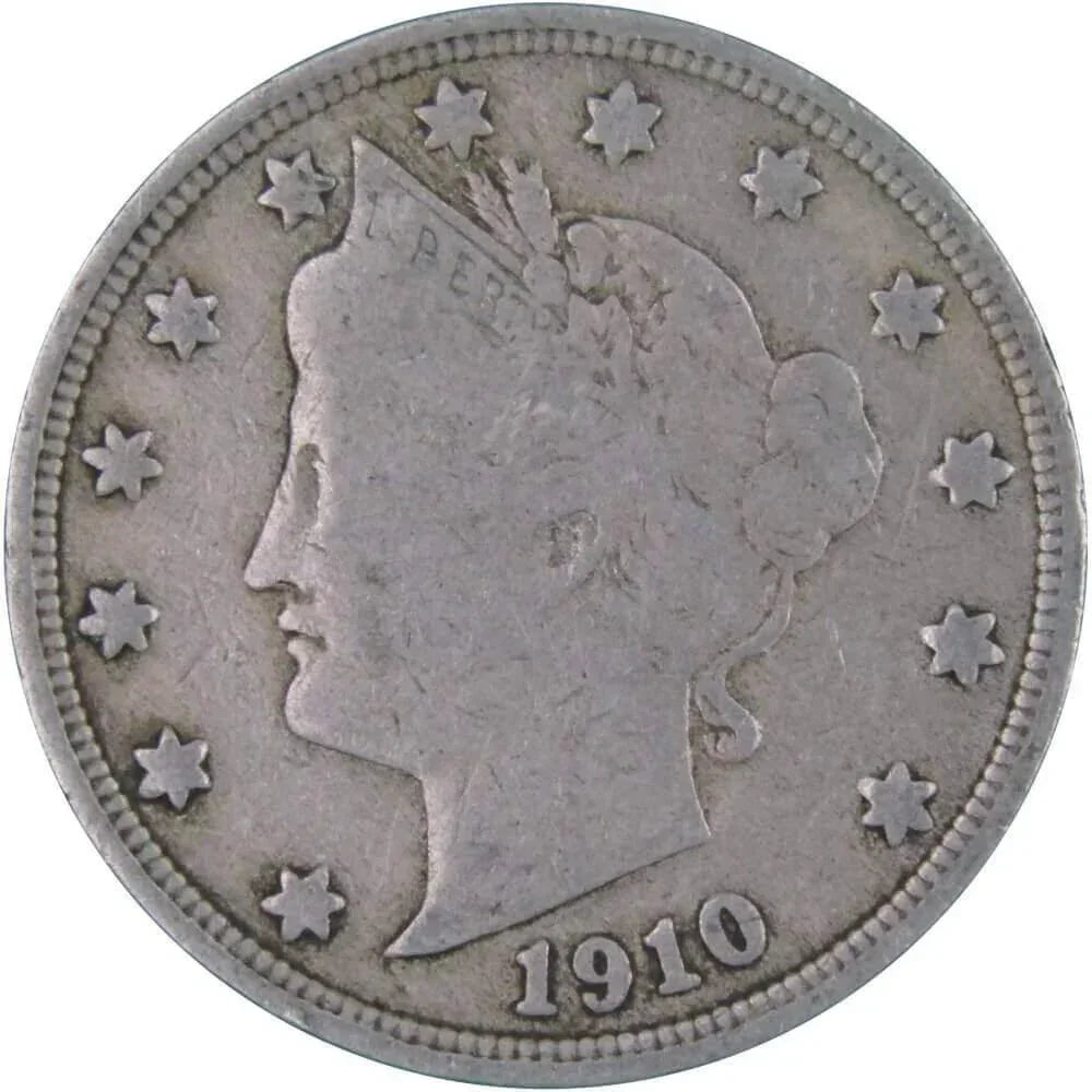 1910 Liberty Head V Nickel AF About Fine 5c Coin Collectible