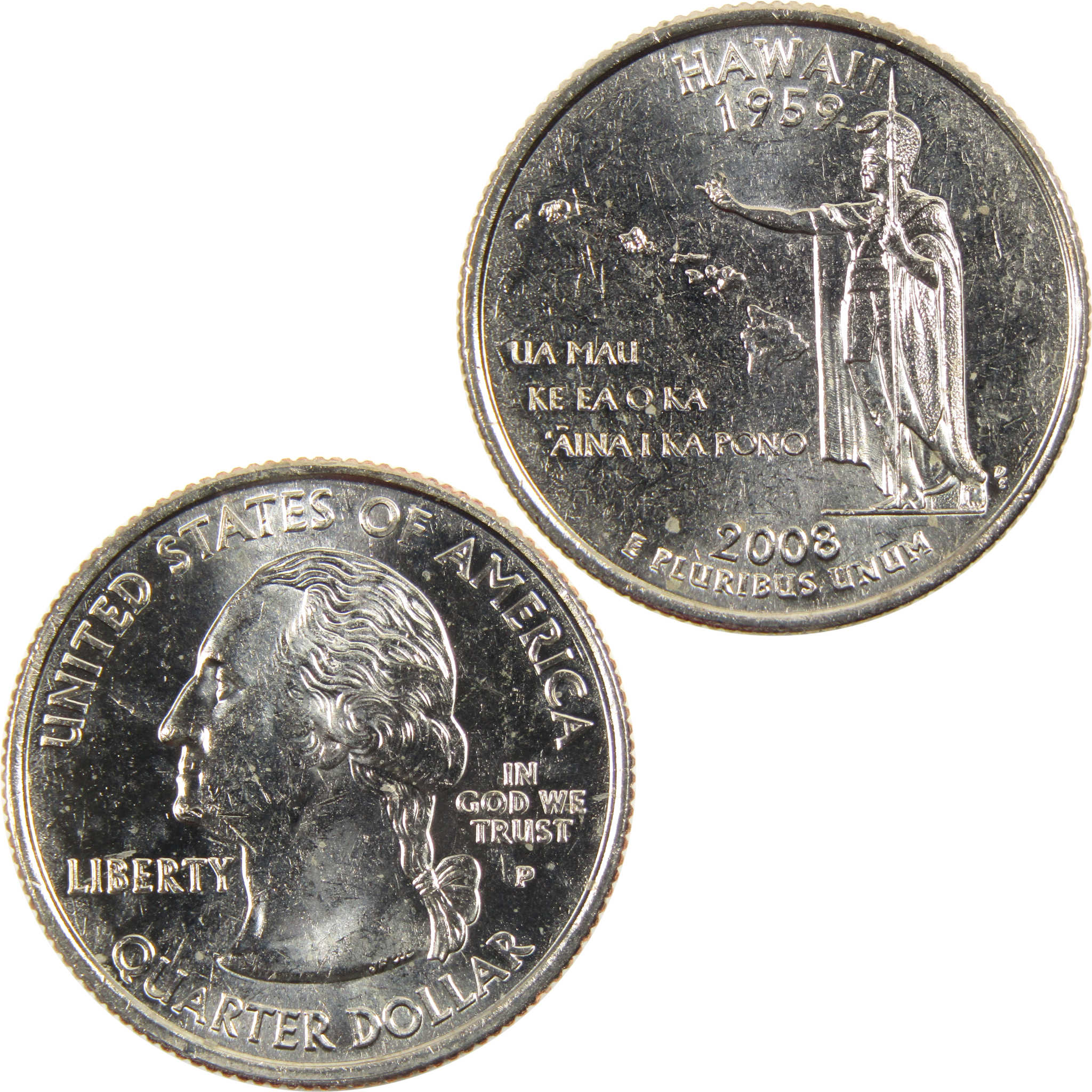2008 P Hawaii State Quarter BU Uncirculated Clad 25c Coin