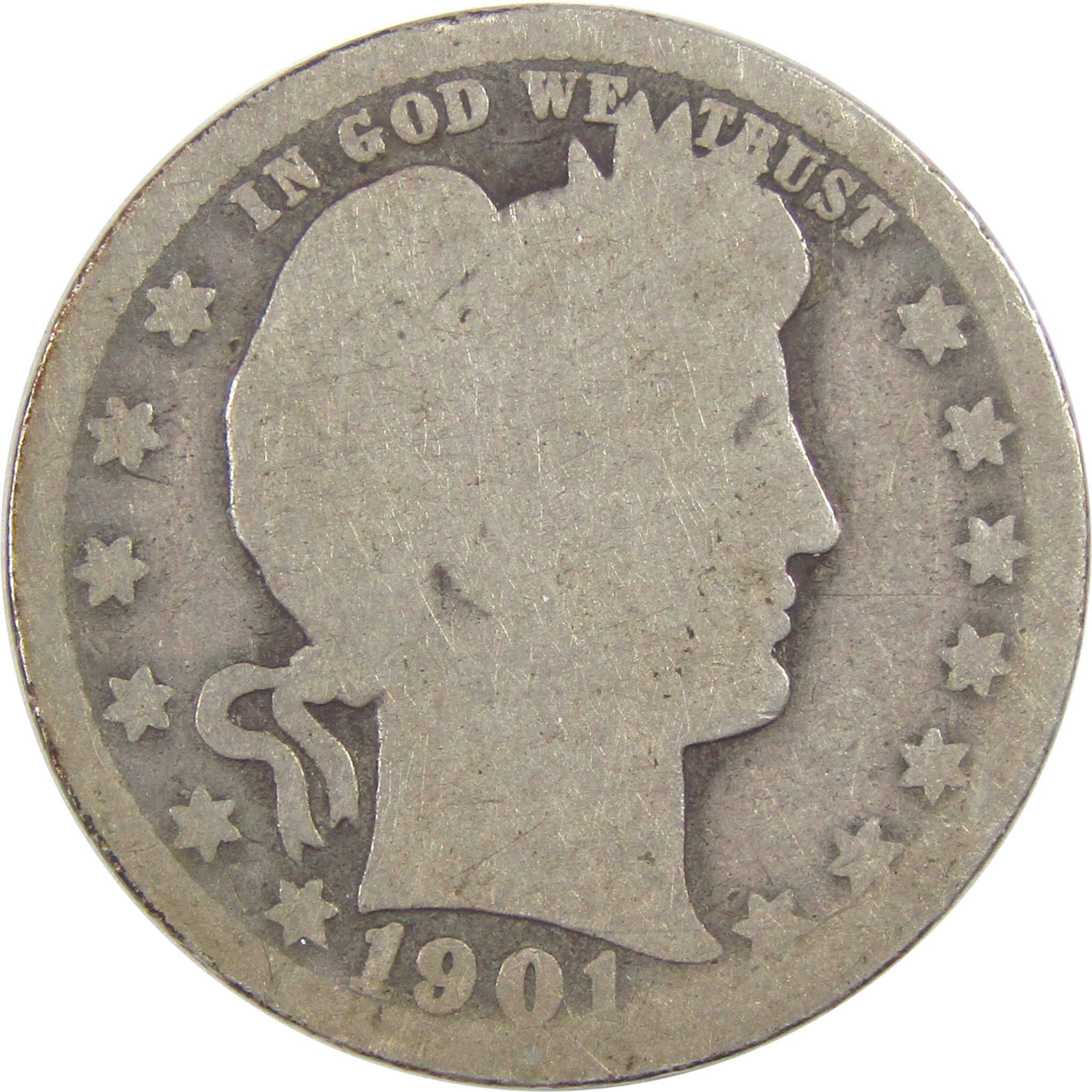 1901 O Barber Quarter AG About Good Silver 25c Coin SKU:I18133