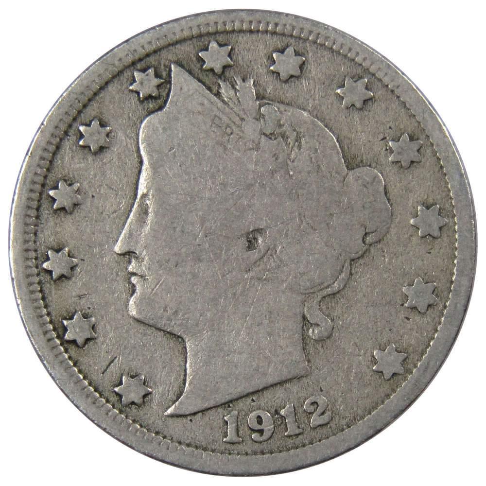 1912 Liberty Head V Nickel VG Very Good 5c Coin Collectible