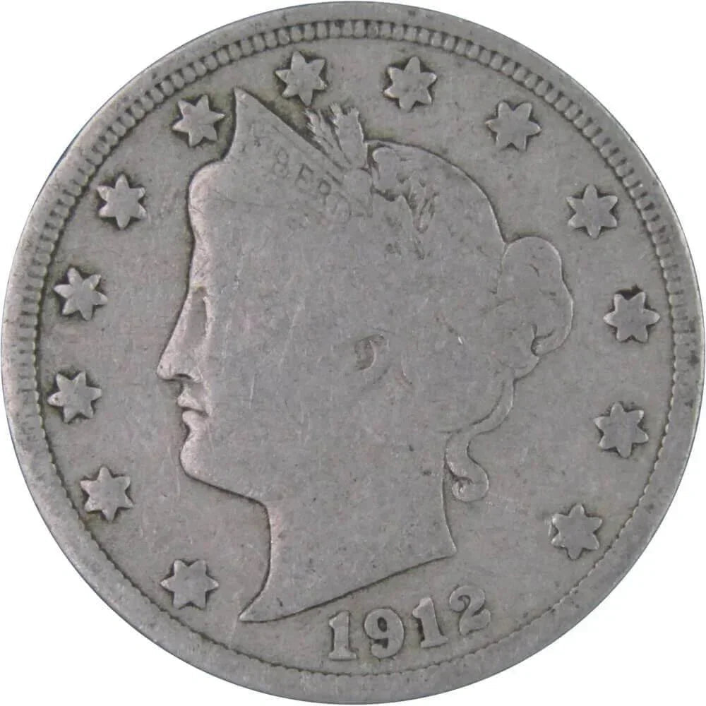 1912 Liberty Head V Nickel AF About Fine 5c Coin Collectible